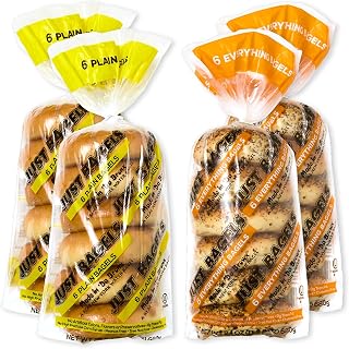Just Bagels Mixed Bundle: 24 NYC Kettle-Boiled Bagels (2 Plain, 2 Everything) - Non-GMO, All-Natural, Kosher
