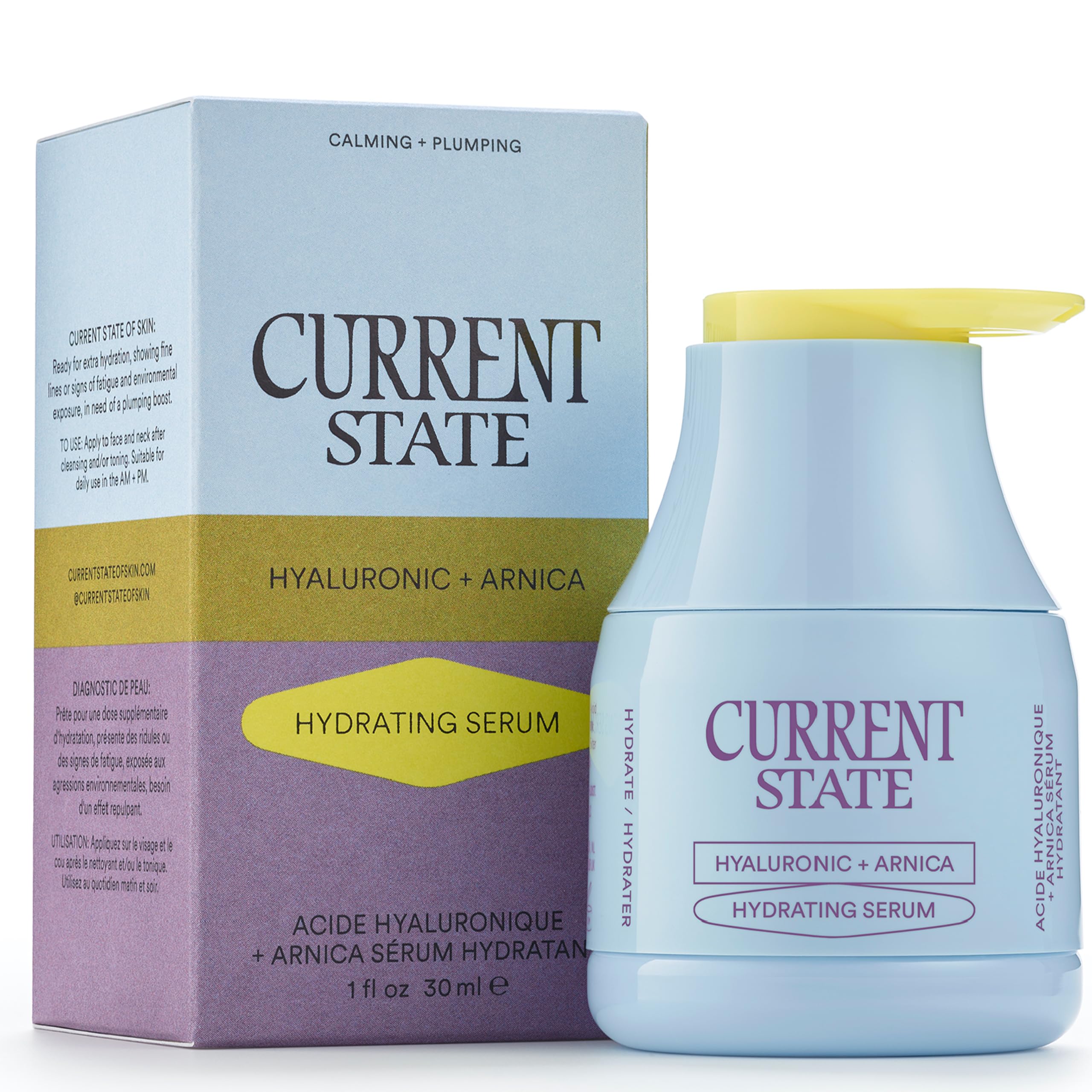 Current State Hyaluronic + Arnica Hydrating Serum | Hyaluronic Acid Serum for Face | Smooth, Brighten + Plump Skin | Calm, Clarify & Hydrate | Minimize Breakouts & Soothe Redness, 1 fl oz.