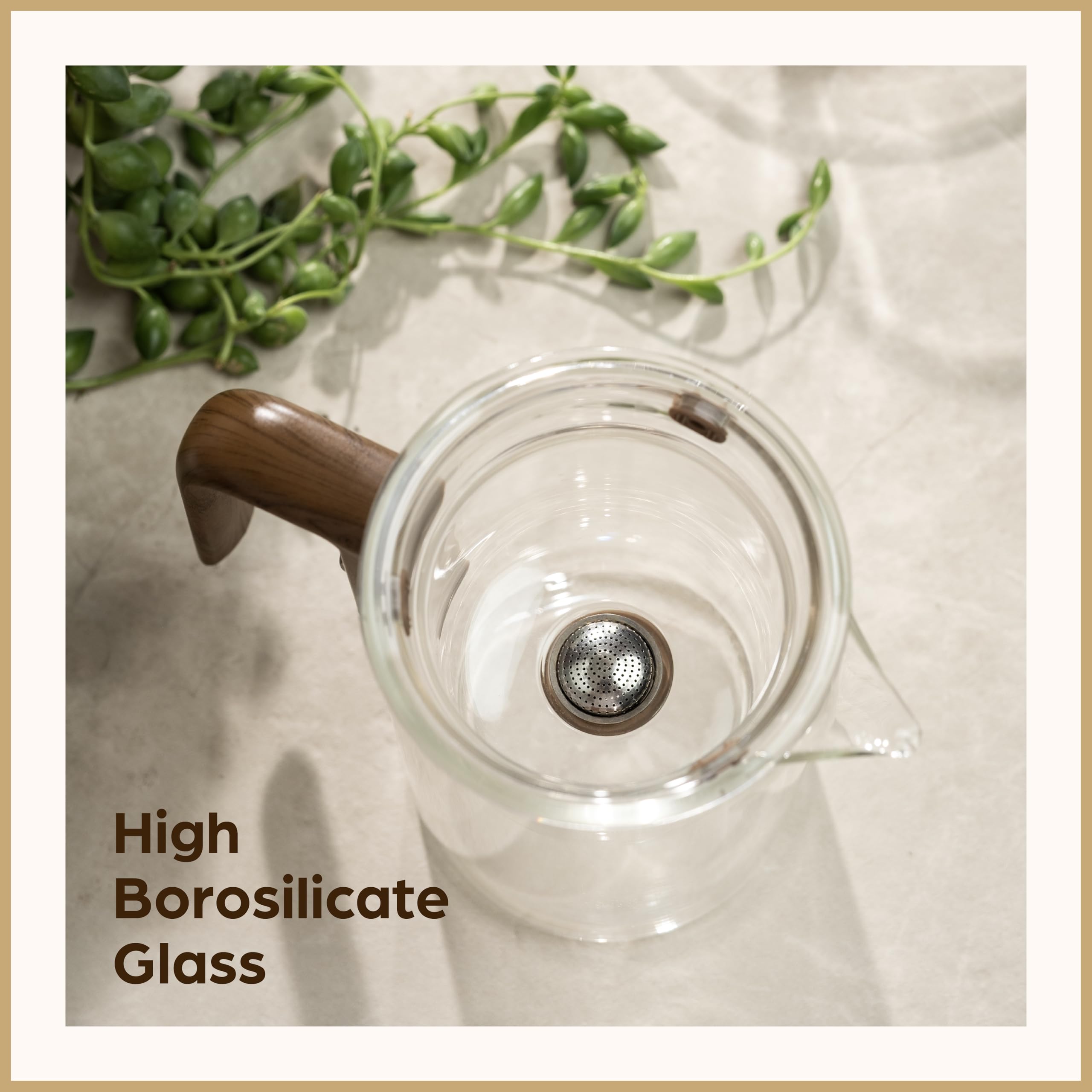 Enchanti Glas-Teekanne mit Teesieb – Magische Teekanne für losen Tee – Borosilikatglas Teebereiter mit hitzebeständigem Griff – Geschenkbox und beschreibbare Karte – 800 ml