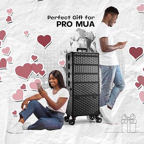 Miniatura 8 de Estuche de maquillaje 5 en 1, estuche de cosmetología sobre ruedas, estuche de maquillaje de viaje, carrito de uñas rodante, organizador de