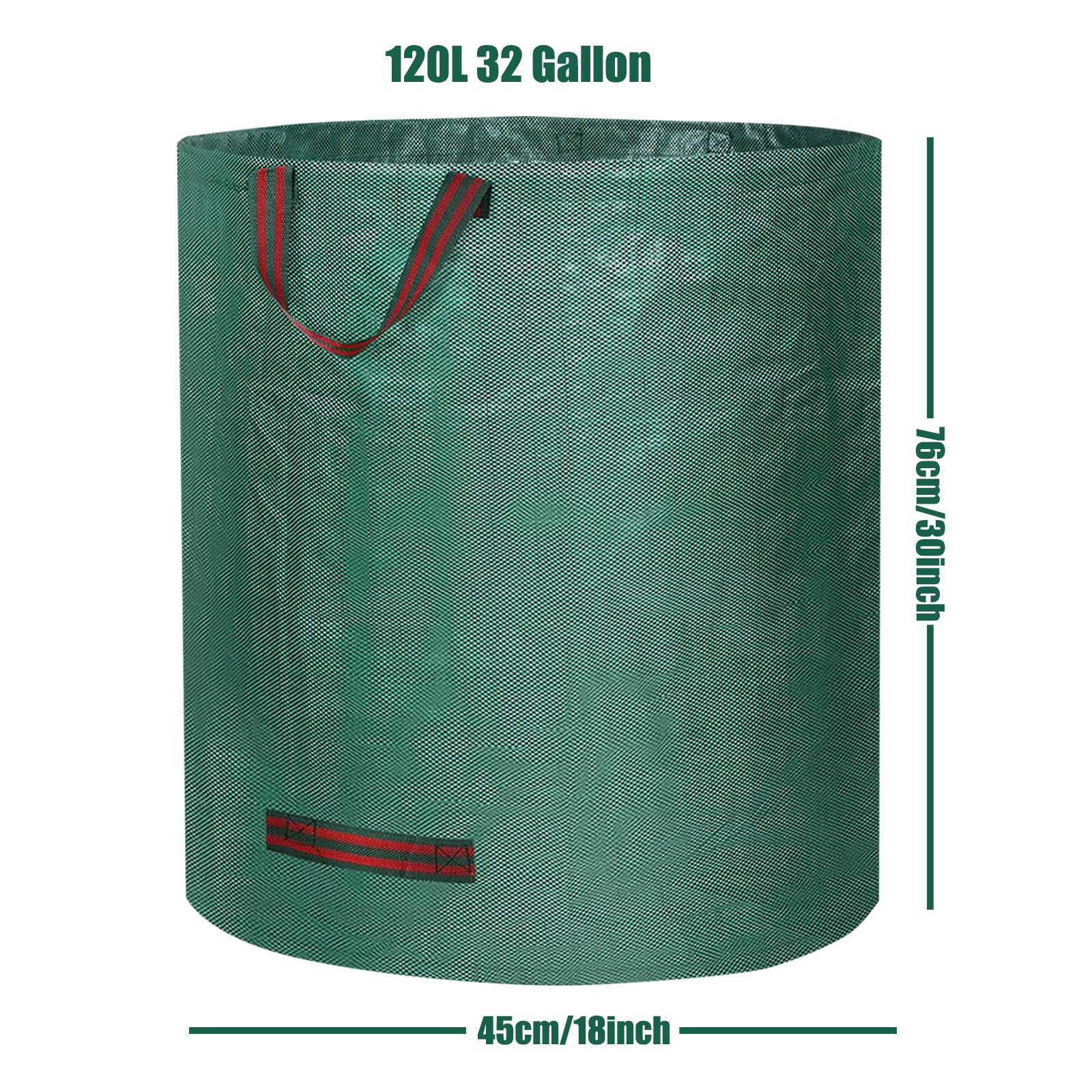Sacchi for rifiuti da giardino, confezione da 3 sacchi da giardino resistenti con manici, sacco da giardino riutilizzabile(120l 45cmx76cm)