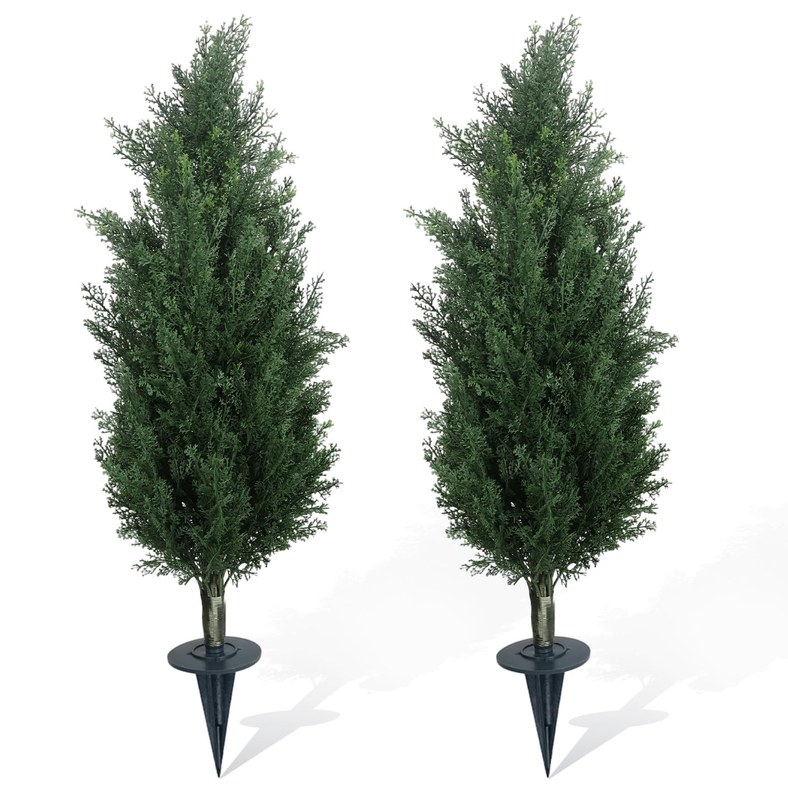 Crevyteg Black 2 Pcs 70Cm Artificial Cedar Topiary Trees Outdoor Uv Resistant With Ground Spike, Realistic Faux Cypress Plants For Garden Patio Yard Indoor Decor