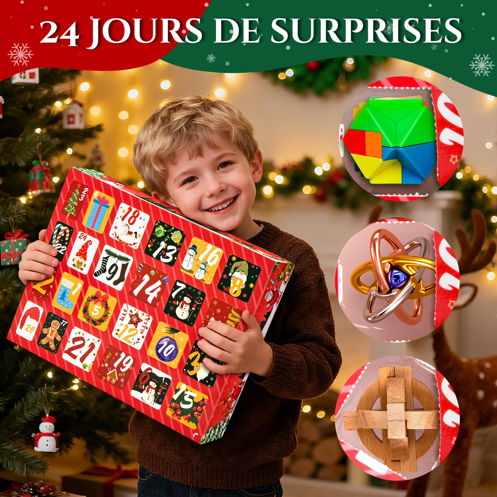 Calendrier De L'Avent Casse-Tête Métal 2023 - 24 Pièces, Jeu Brainteaser Pour Enfants Et Adultes