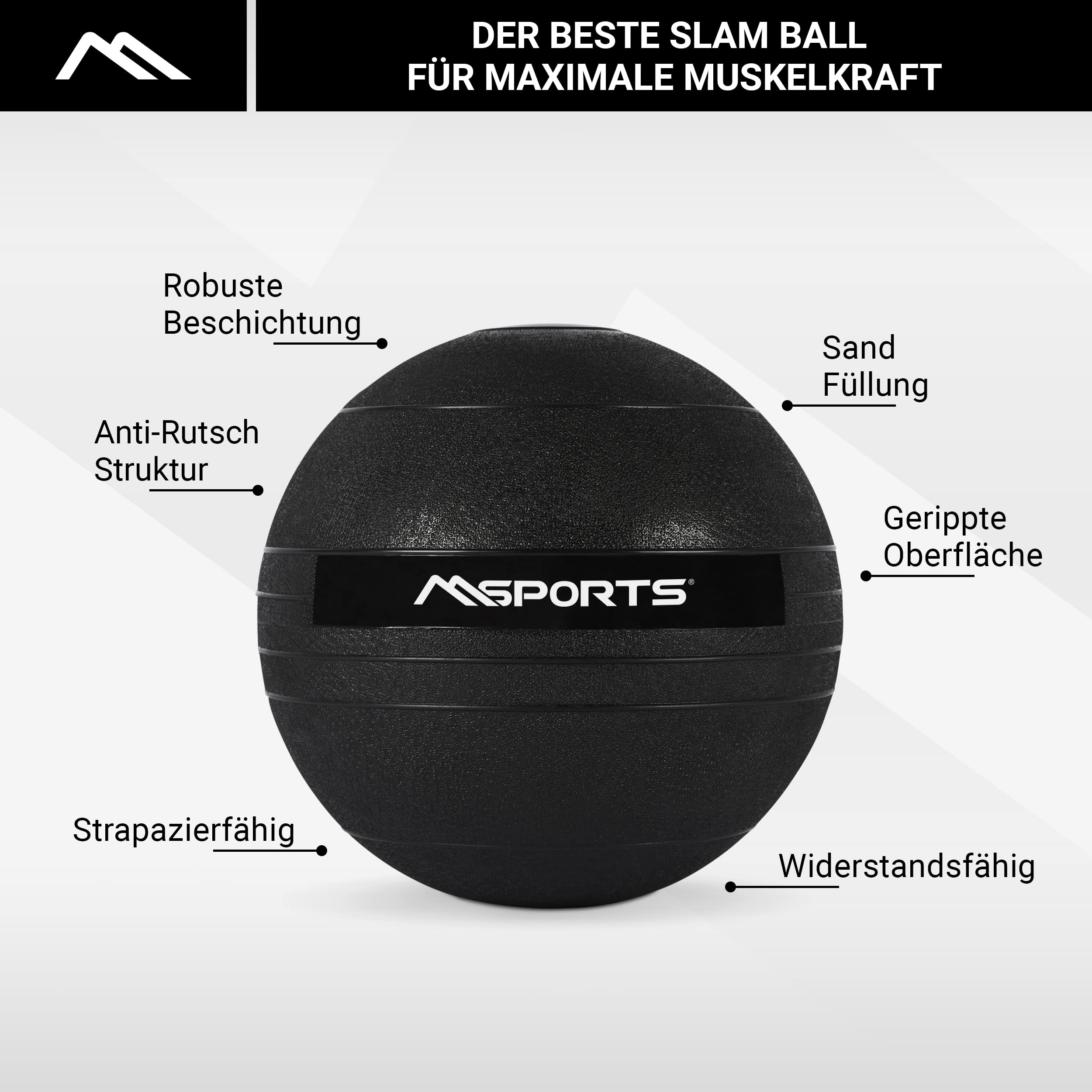 MSPORTS Slam Ball Premium Gewichtsball 3-20 kg Wall-Ball Medizinball
