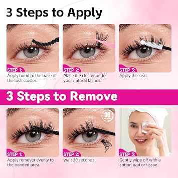 Lash Bond and Seal Kit with Lash Glue Remover for Clusters Lash, Lash Cluster Glue Kit - Long Lasting Waterproof Eyelash Glue, Qucik Removal Eyelash Remover for Eyelash Extensions(VINE01)