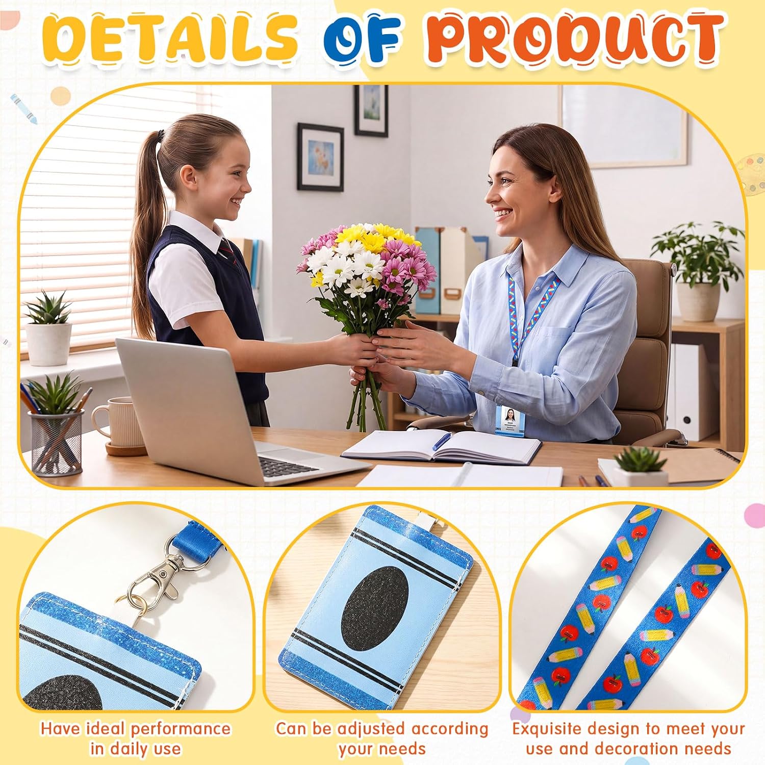 Geyoga 6 Sets Teacher Lanyards with ID Badge Holders, Appreciation Gifts image 4