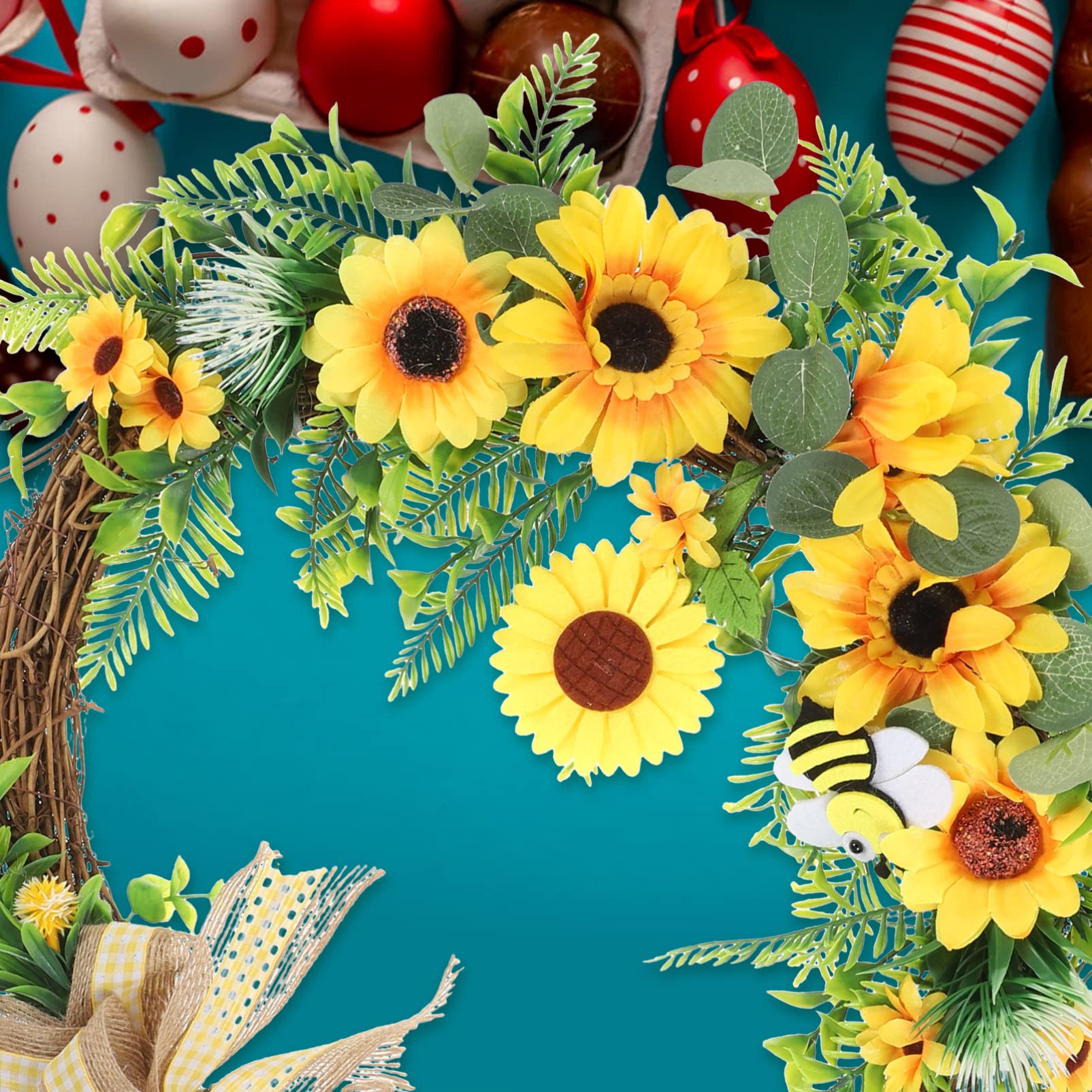 Didiseaon Ghirlanda di Girasoli Pasquali Fiori Pasquali Decorazioni Ornamenti Artificiali