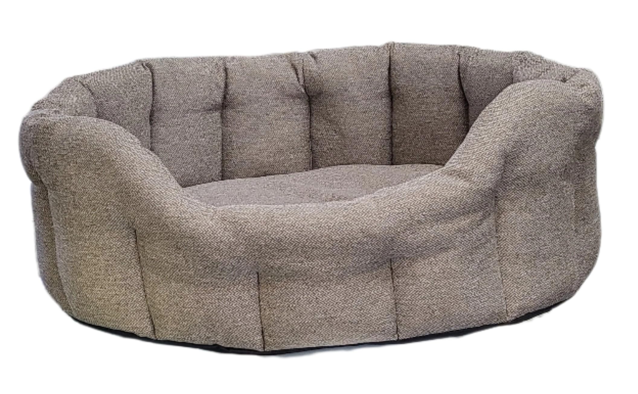 P&L Country Dog Beds Premium Orkney Tweed Oval Dog Beds, 4 colour and 4 sizes (Brown, Jumbo)