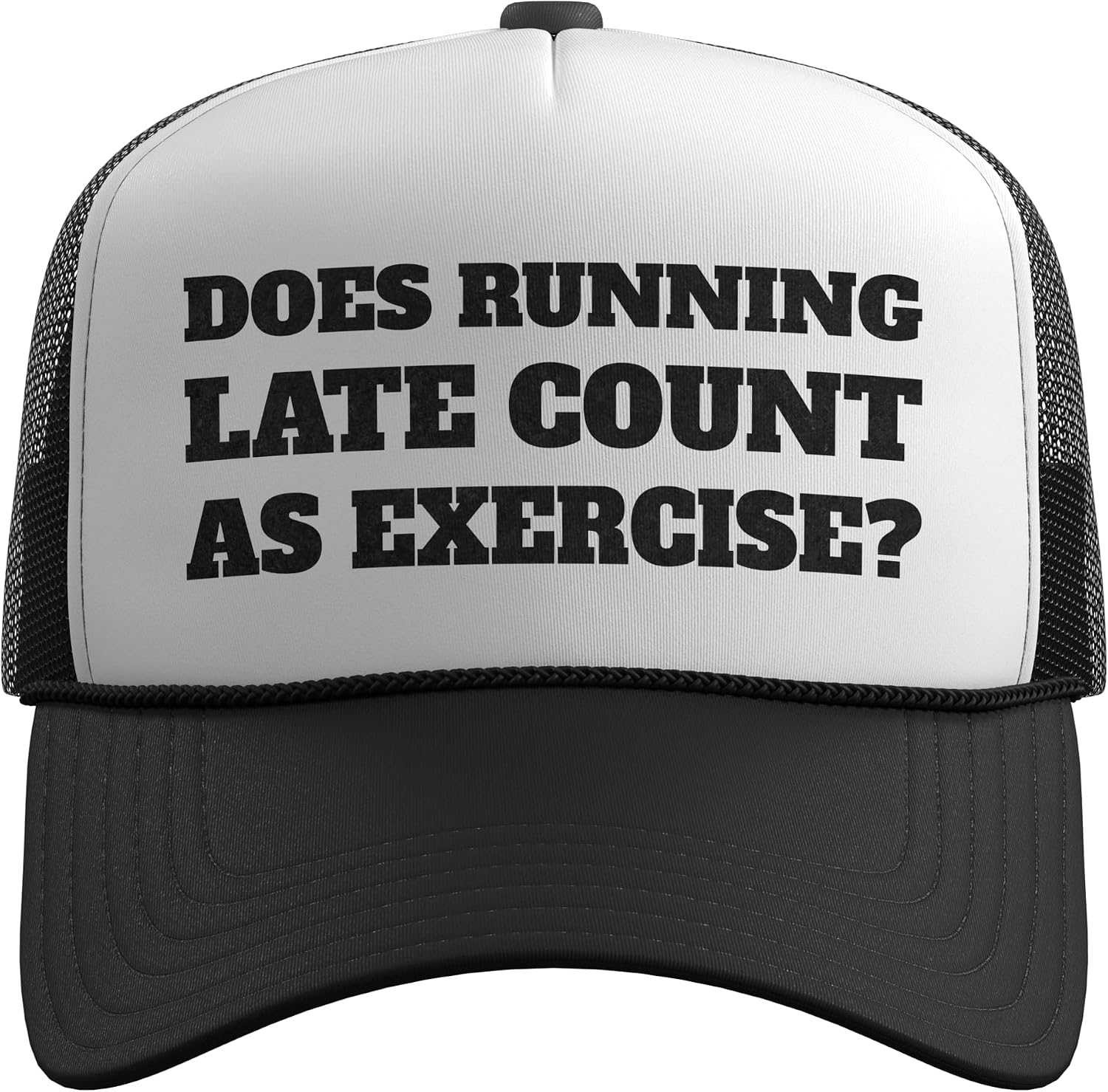 Does Running Late Count as Exercise? Funny Workout Trucker Hat with Adjustable Mesh Back image 2