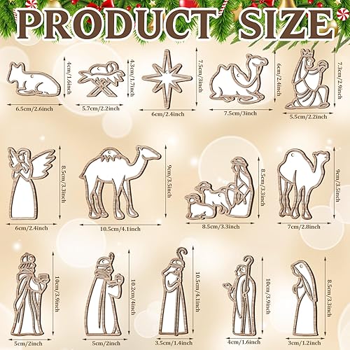 Miniatura 2 de 28 Pcs Christmas Nativity Scene Christian Ornaments for Christmas Tree Wooden Hanging Ornament Gifts The Birth of Jesus Religious Decorations for