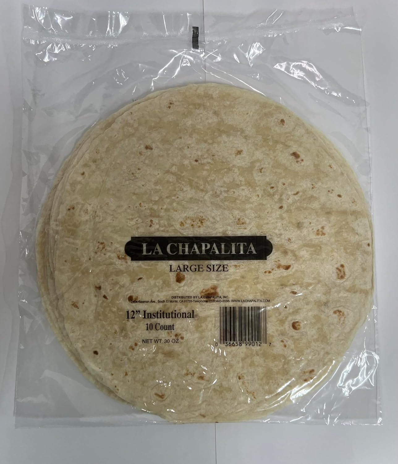 La Chapalita 12-Inch Large Institutional Tortillas, 10 Count 30 oz - Authentic Mexican Flavor for Burritos, Quesadillas & Fajitas