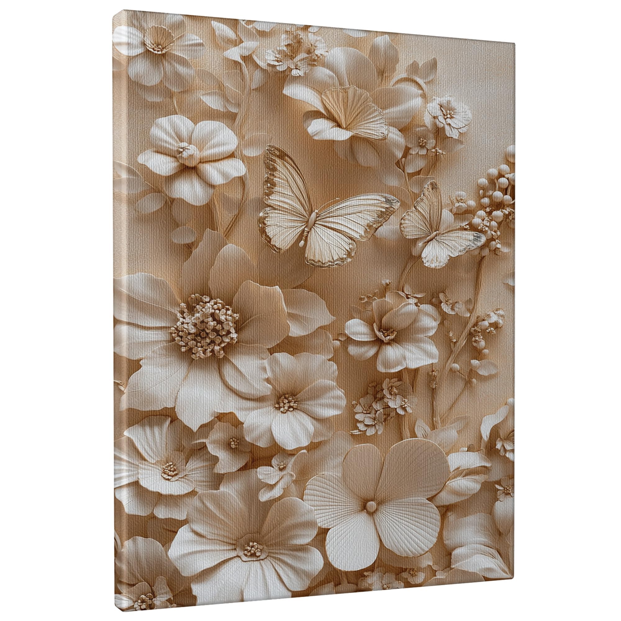 Elegant Floral Wall Art, Beige Brown Flower Canvas Prints, Vintage Style Home Decor for Living Room, Bedroom, Office, Unframed 16x20 Inch