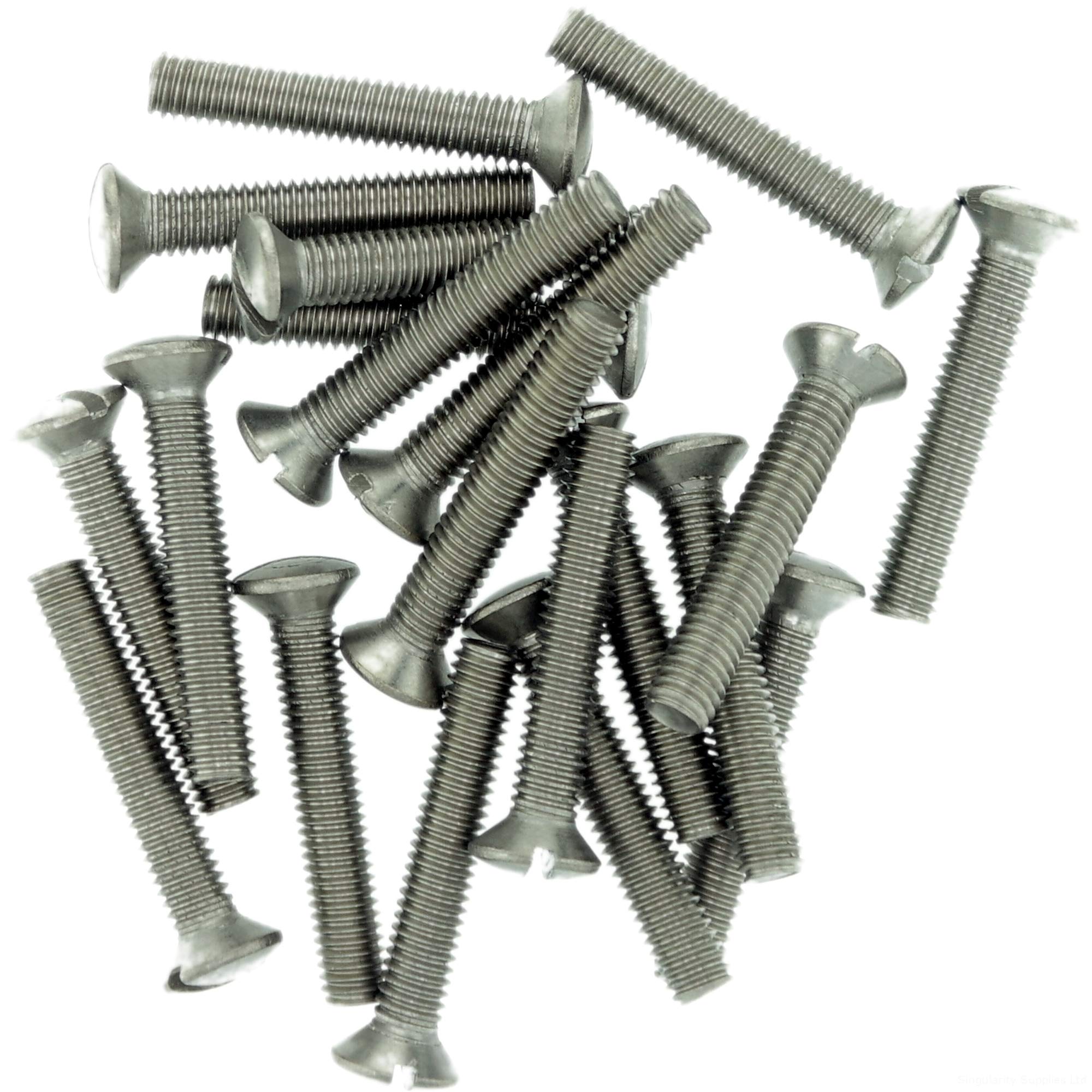 Singularity Supplies M6 (6Mm X 55Mm) Slot Raised Countersunk Machine Screw (Bolt) - Stainless Steel (A2) (Pack Of 20)