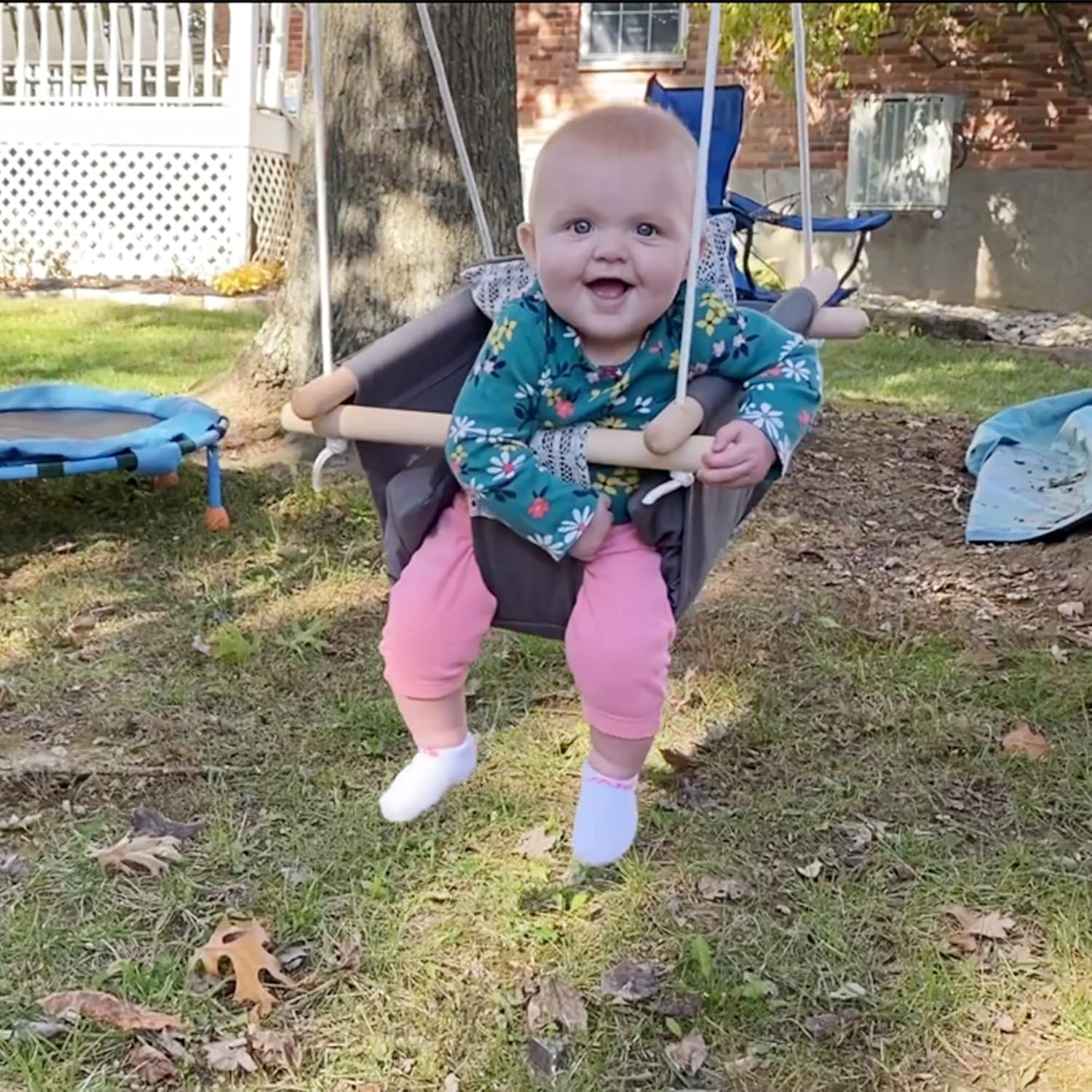 AMPLIN Baby Swing for Kids | Hanging Jhula for 6 Months to 3 Years | Indoor Outdoor Zula Seat | Supports Up to 20 Kg | Oxford Cotton 4