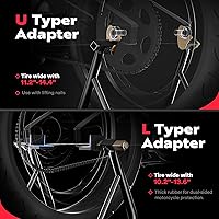 Vista 3 de SPECSTAR Soporte universal para motocicleta, capacidad de 441 libras de elevación de rueda trasera con carrete de basculante ajustable U+L, soporte