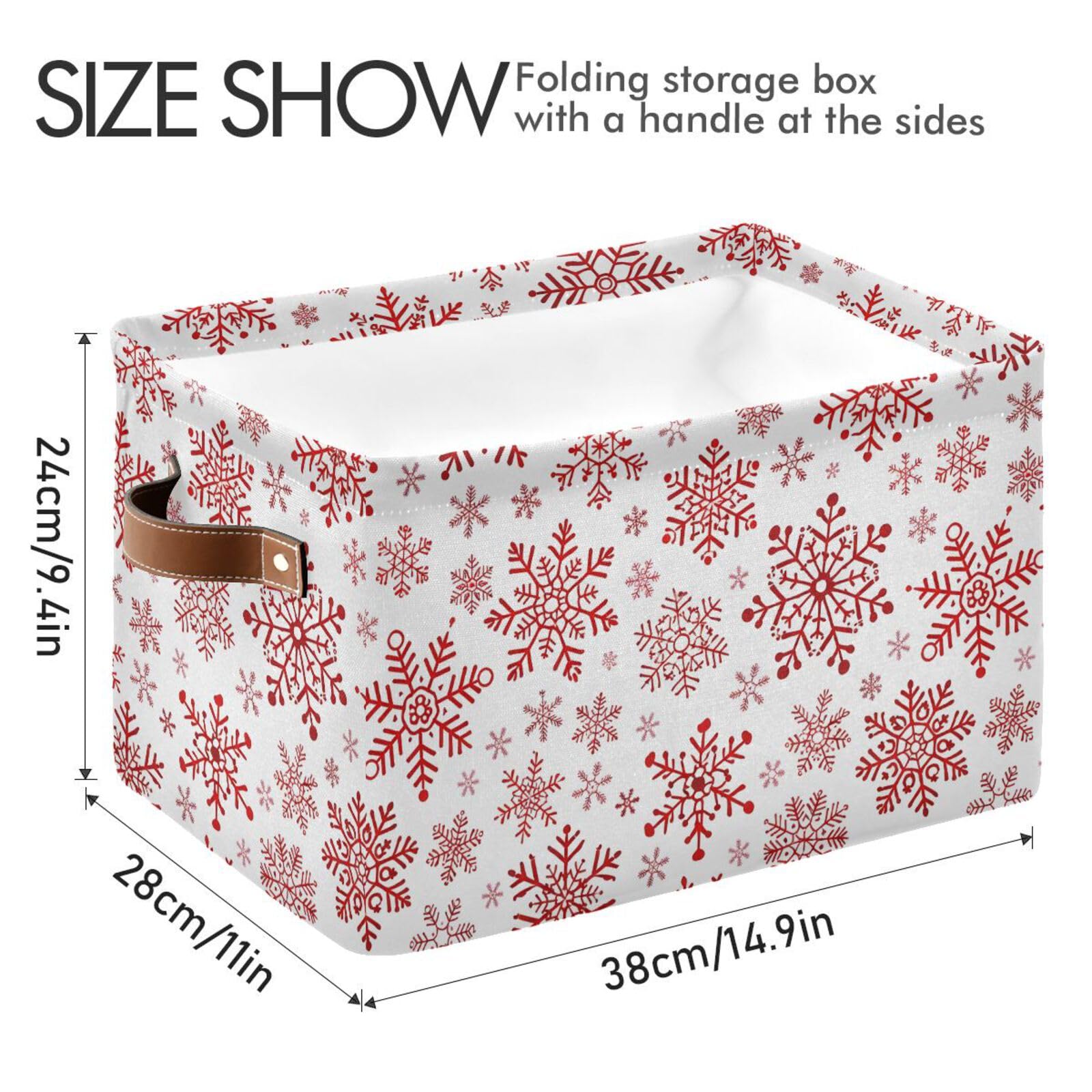 senya Cesta de Navidad, cesta de almacenamiento plegable grande con asas, tela de copos de nieve de Navidad, bolsa organizadora
