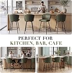 EALSON Counter Height Bar Stools Set of 2 Modern Bar Chairs with Back Leather Upholstered Barstools with Metal Footrest Comfortable Island Chairs for Kitchen Counter/Home Bar/Dining Room, Green