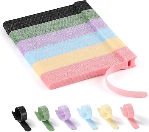 Miniatura 8 de 150 bridas para cables, bridas de velcro multicolor de 4+6+8+10 pulgadas para gestión de cables, bridas de sujeción ajustables, gancho y bucle