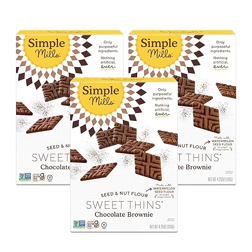 Miniatura 47 de Simple Mills Sweet Thins Cookies, harina de semillas y nueces, brownie de chocolate, sin gluten, paleo amistoso, aperitivos saludables, 4.25 onzas