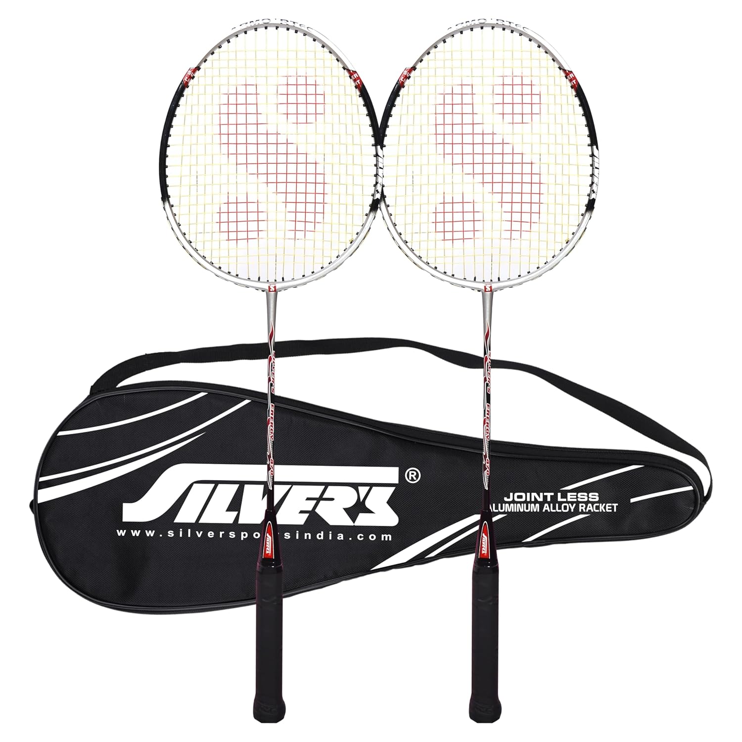 Silver’s Jointless Aluminium Alloy Composite Energy Badminton Kit (2 Racquets with Full Cover)(Black/Silver) Silver’s Jointless Aluminium Alloy Composite Energy Badminton Kit (2 Racquets with Full Cover)(Black/Silver)