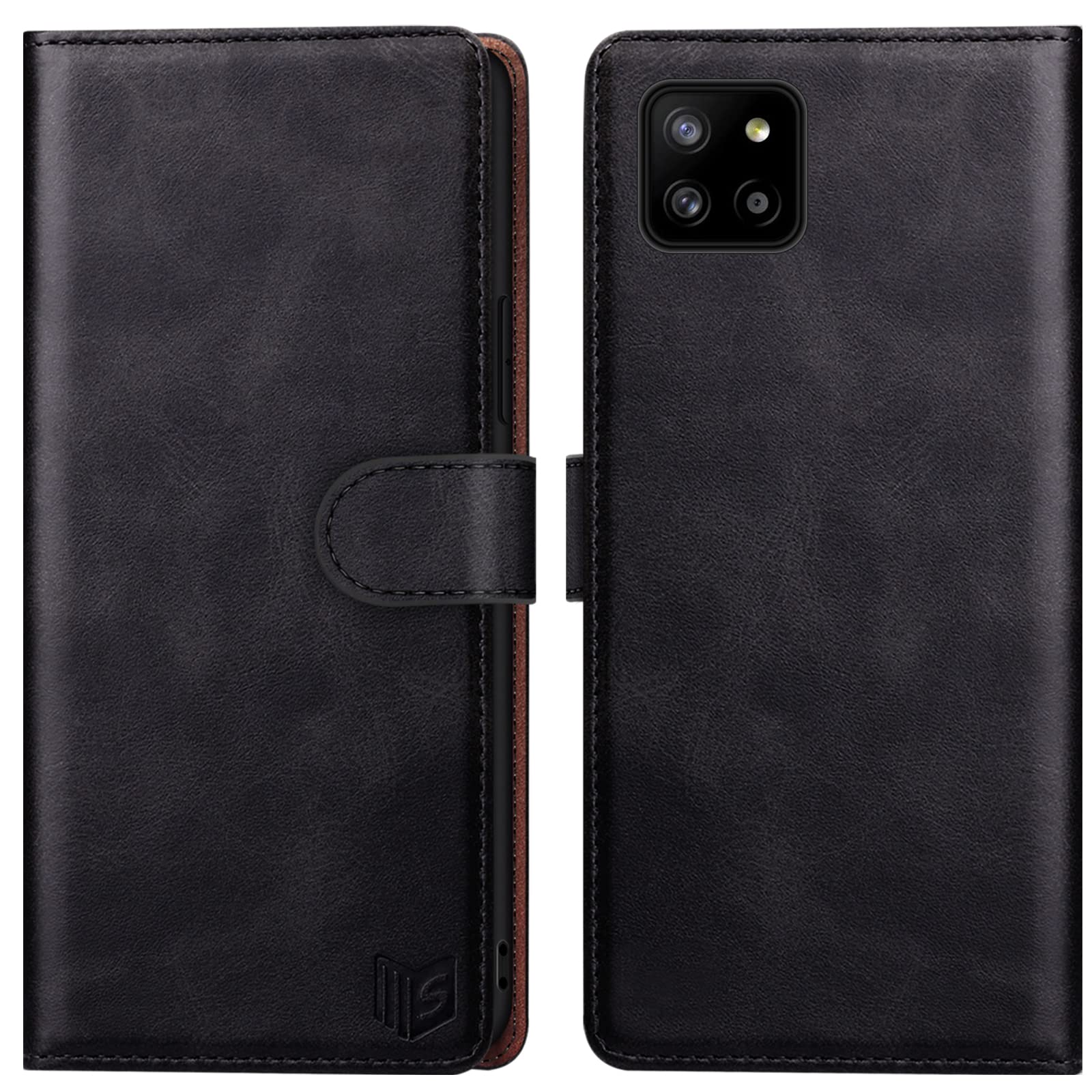 SUANPOT for Samsung Galaxy A22 5G case with [Credit Card Holder][RFID Blocking],PU Leather Flip Book Protective Cover Women Men for Samsung Galaxy A22 5G Phone case Black