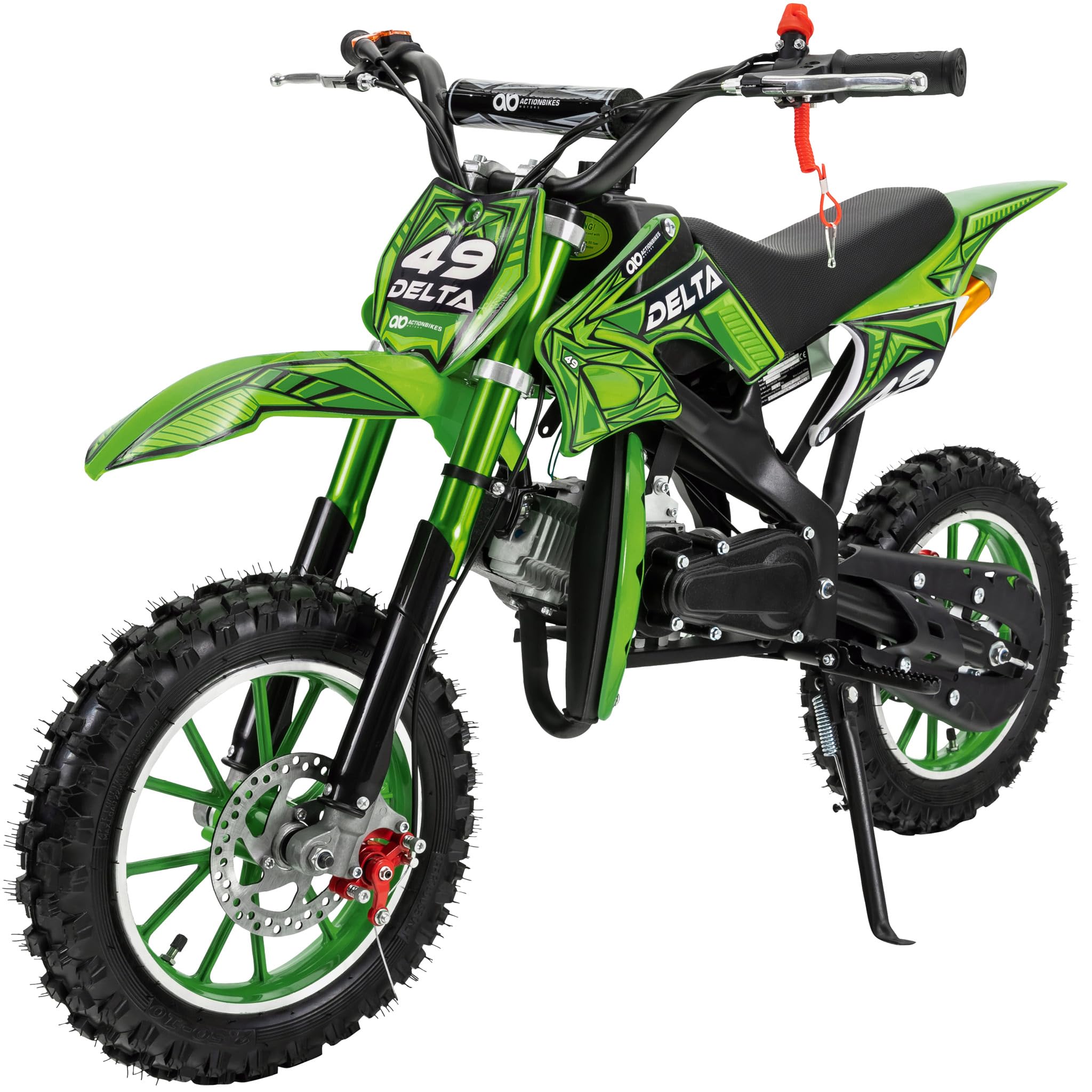 Actionbikes Motors Crossbike Delta 49 cc (Grün) | 2-Takt 49ccm Motor bis 𝟒𝟎 km/h | Motorrad | Pocket Bike | Dirt Bike | Motocross | Pocketbike