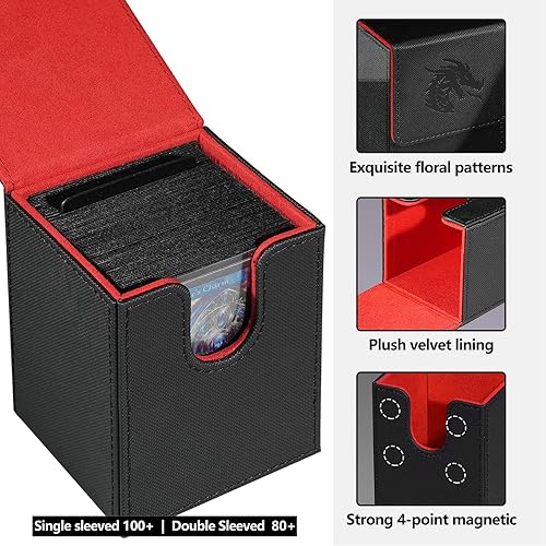 Miniatura 4 de MTG Caja de cubierta para Commander Display, caja de cartas para 100 tarjetas de doble manga, caja de almacenamiento de tarjetas Magic Commander TCG