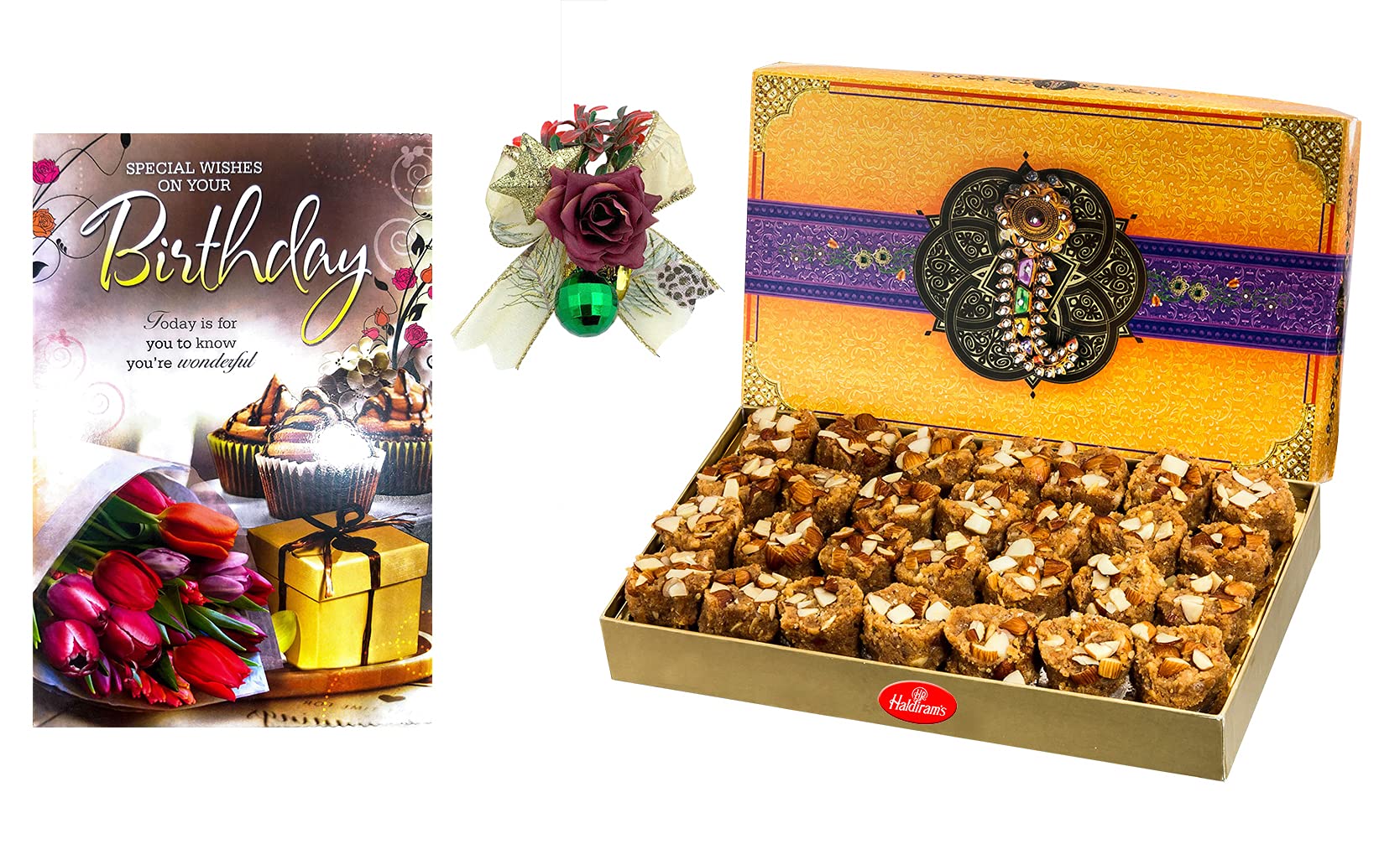 Buy Feastive Celebrations Halidiram's Dry Fruit Pinni, Flower Spray