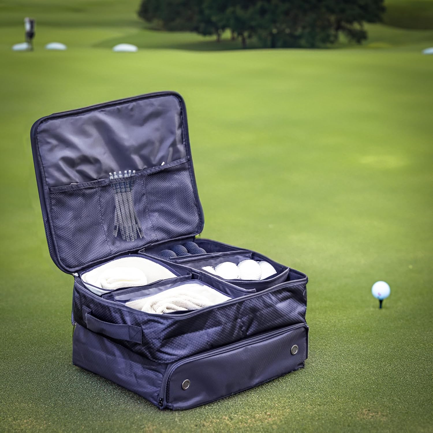 Trademark Innovations Golf Trunk Organizer for Car, Golf Equipment Organizer, Separate Golf Shoe Compartment, Golf Lover Gift