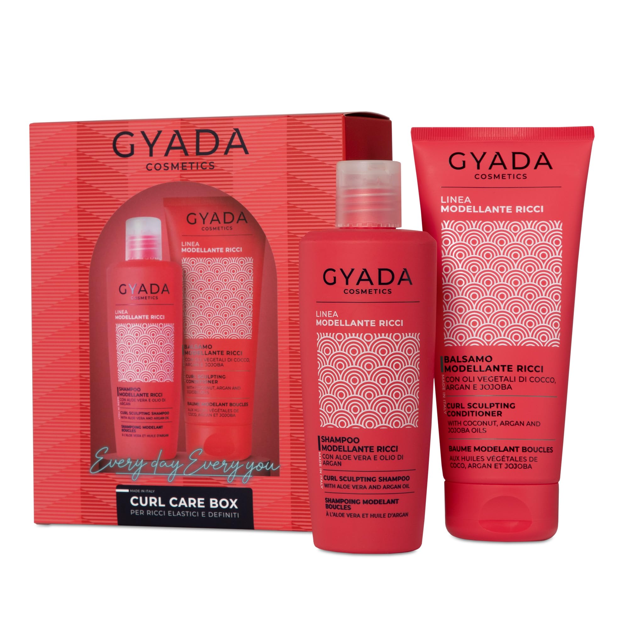 GYADA COSMETICS, COFFRET SOINS DE BOUCLES, Coffret cadeau pour cheveux bouclés, Kit avec shampooing et après-shampoing, 250 ml + 200 ml