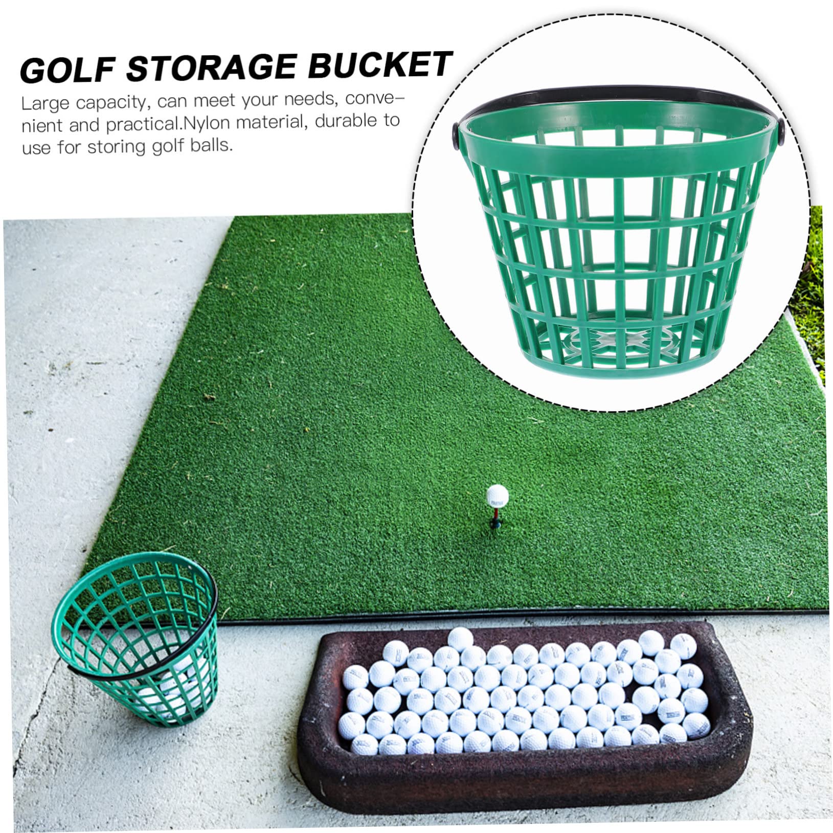 GALPADA Cubo de Almacenamiento para Bolas de Golf de Nylon con Asa Cesta Plástica Ligera y Apilable para Práctica y Transporte de Golf