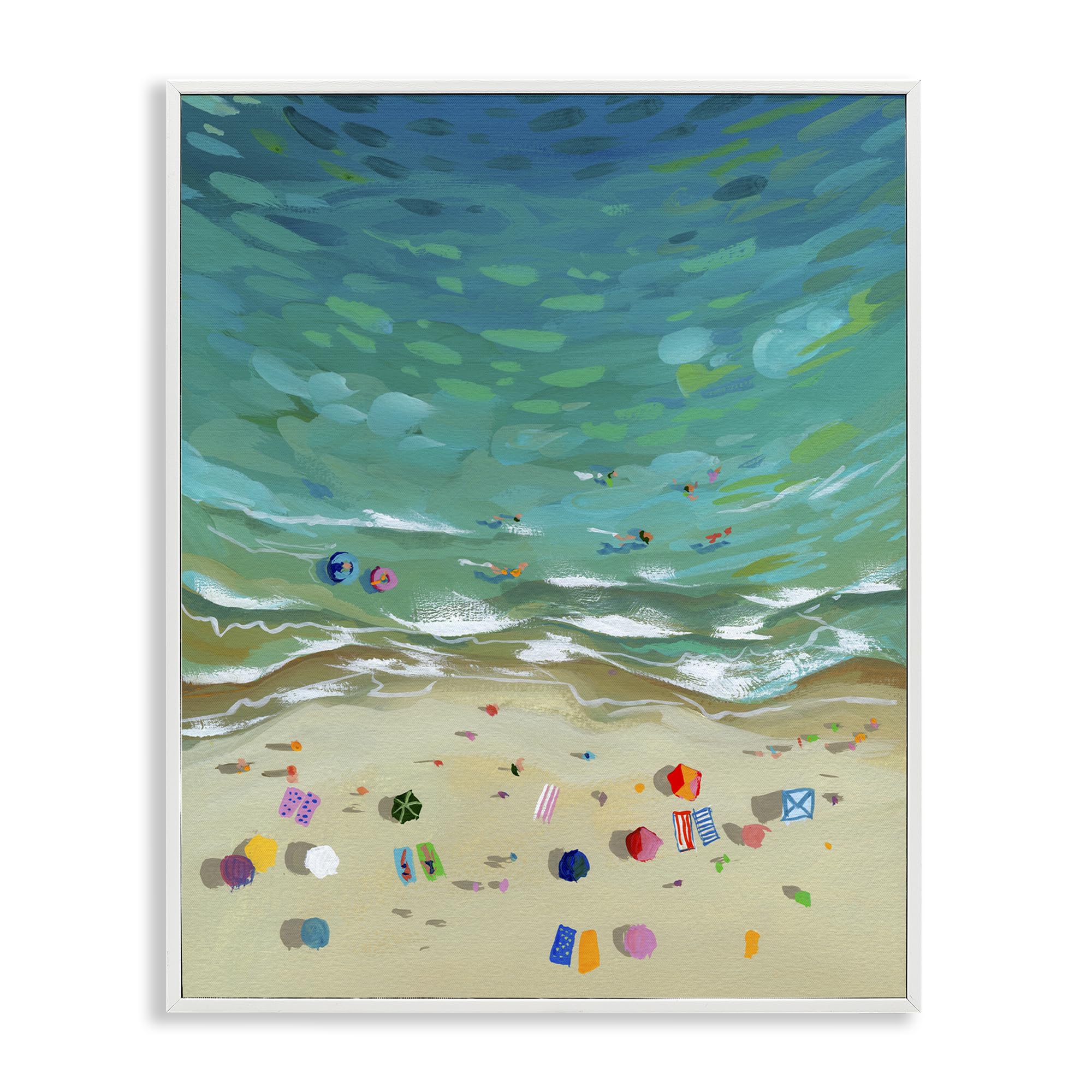 Stupell Industries Aerial Summer Beach Umbrellas 'Aerial Beachside With Umbrellas', Framed Giclee Art, White, 11 X 14 Inches, Easy To Hang And Sturdy, Made In Usa, By Brook Page