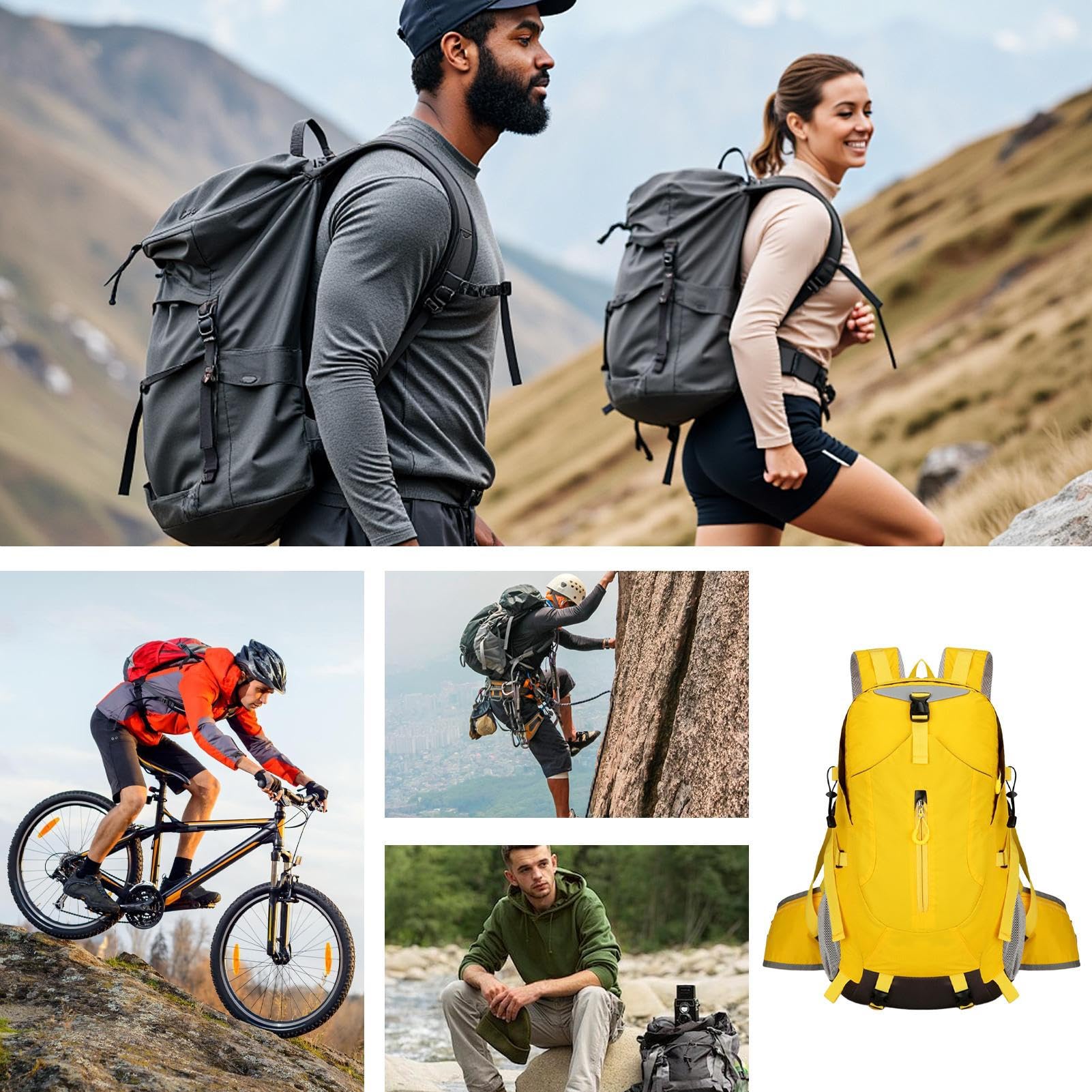 Plecak turystyczny – lekka wodoodporna torba 30 l, plecak do podróży na zewnątrz, ergonomiczna wygodna konstrukcja z przegródkami, funkcja łatwego przenoszenia, sprzęt outdoorowy, idealny na kemping