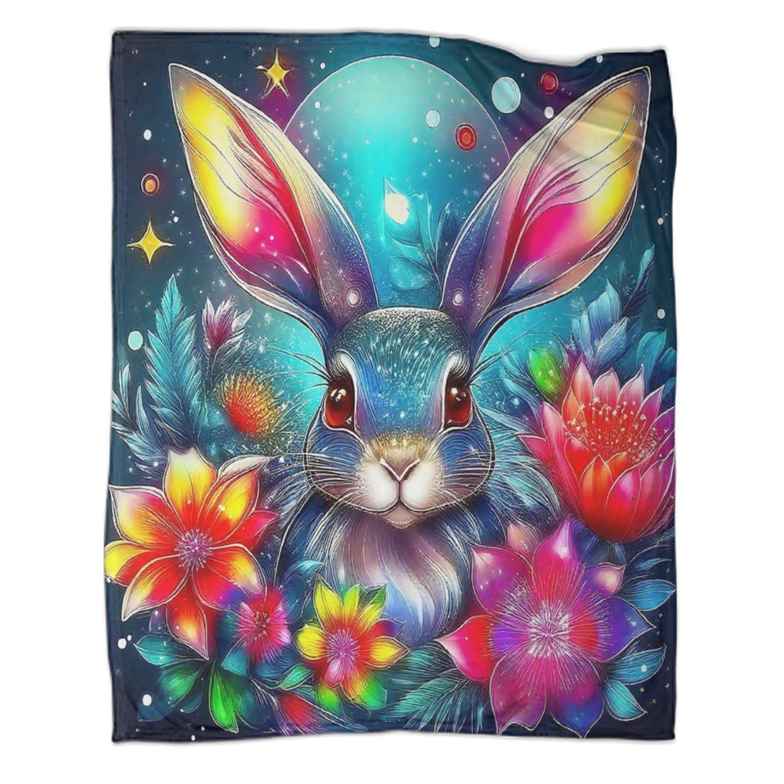 Couverture lapin flanelle douce cadeau idéal toutes saisons