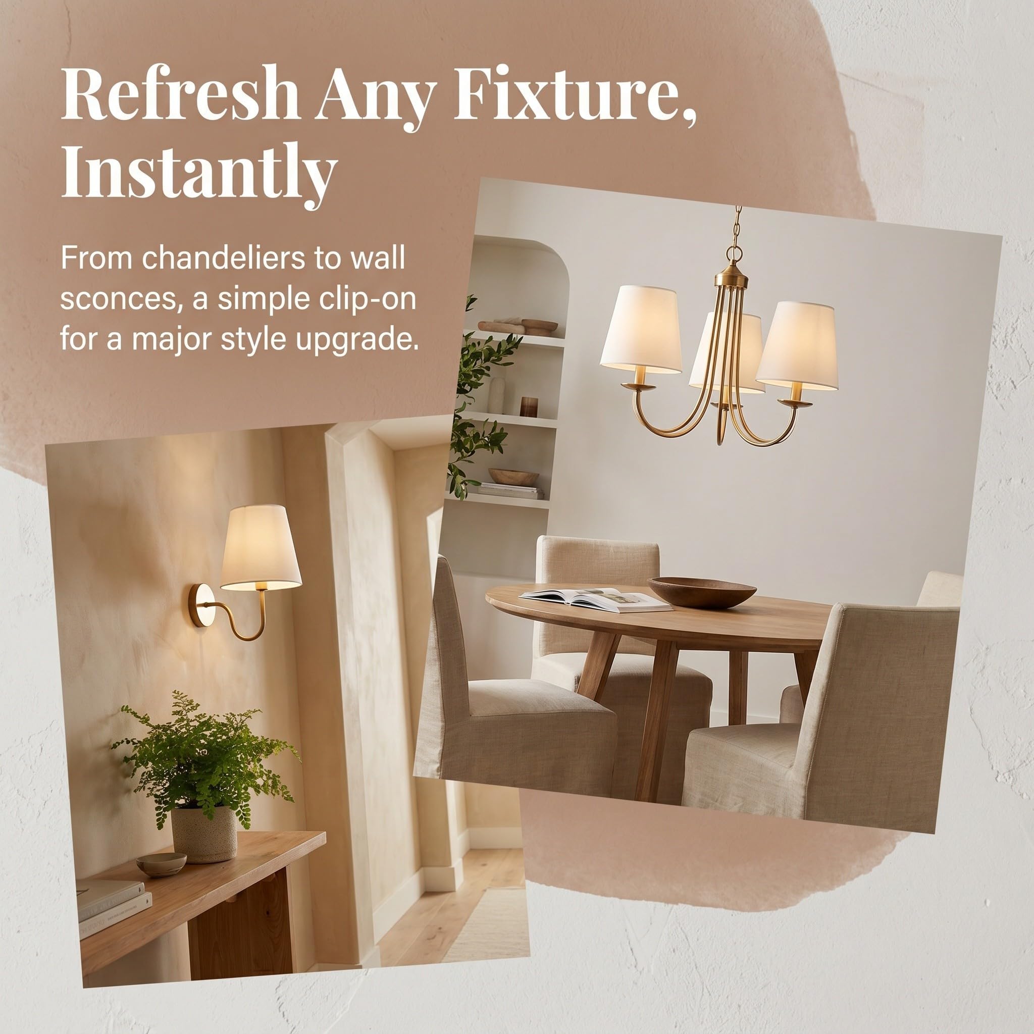 6 Pezzi Paralume Mini Clip Beige e Metallo, Design Raffinato a Tamburo Supporto Stabile e Facile Installazione per Lampade da Scrivania a Sospensione in Camera da Riposo