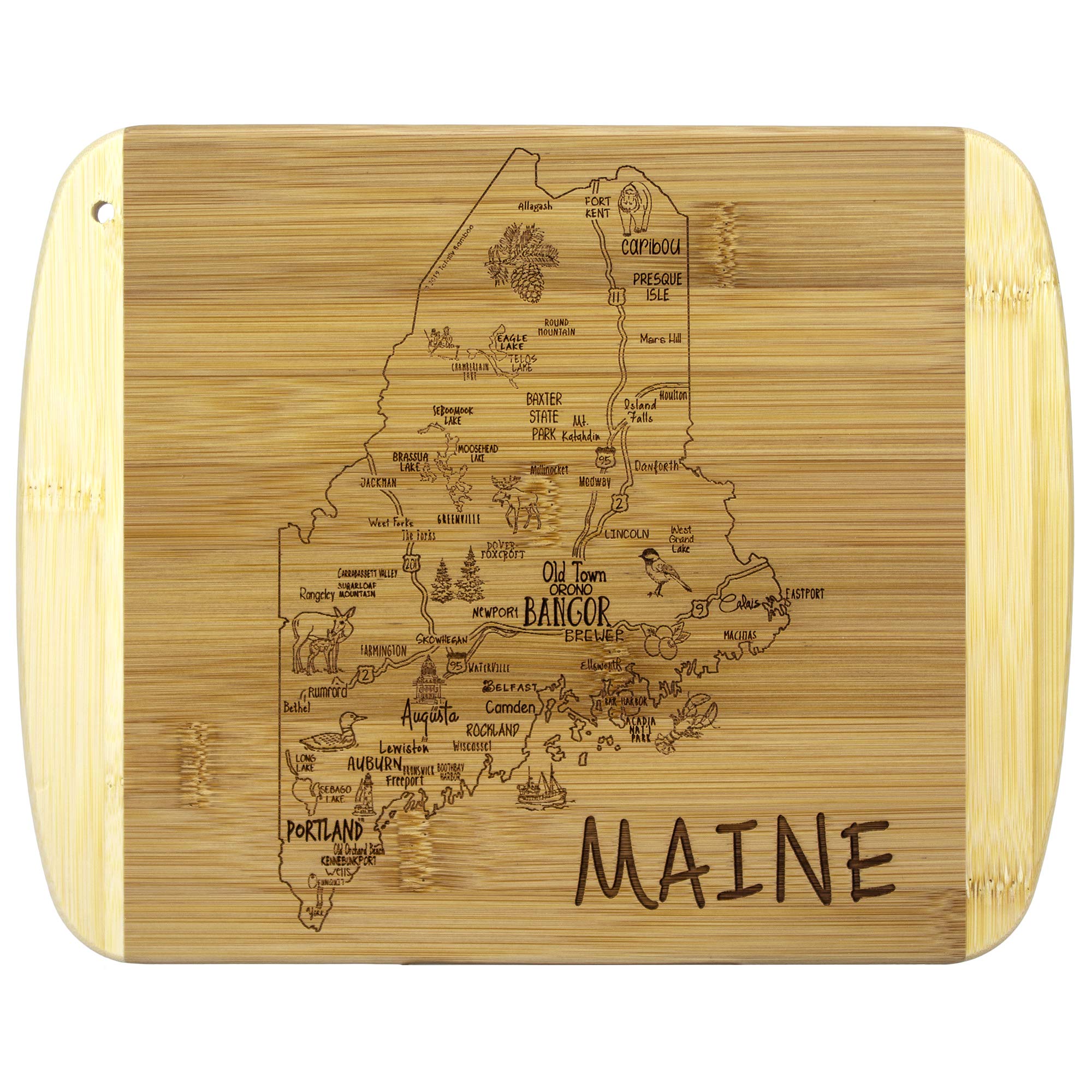 Totally Bamboo A Slice of Life Maine State Serving and Cutting Board, 11" x 8.75"
