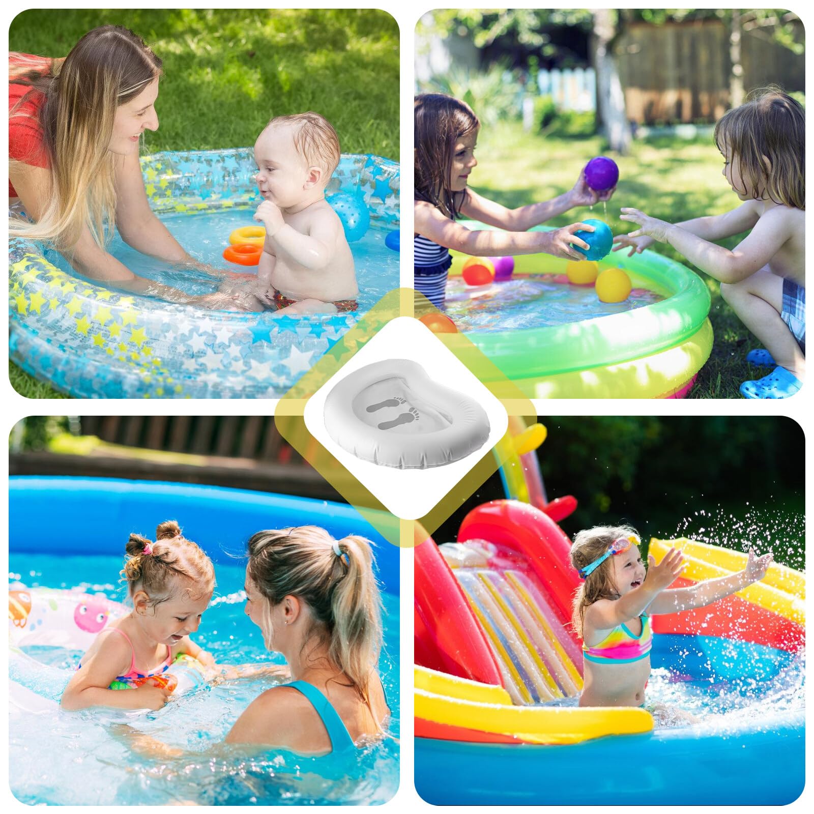 Piscine gonflable - 93 x 73 cm - Gris - Piscine - Bain de pieds gonflable - Pour piscine, spa, jacuzzi ou piscine hors-sol