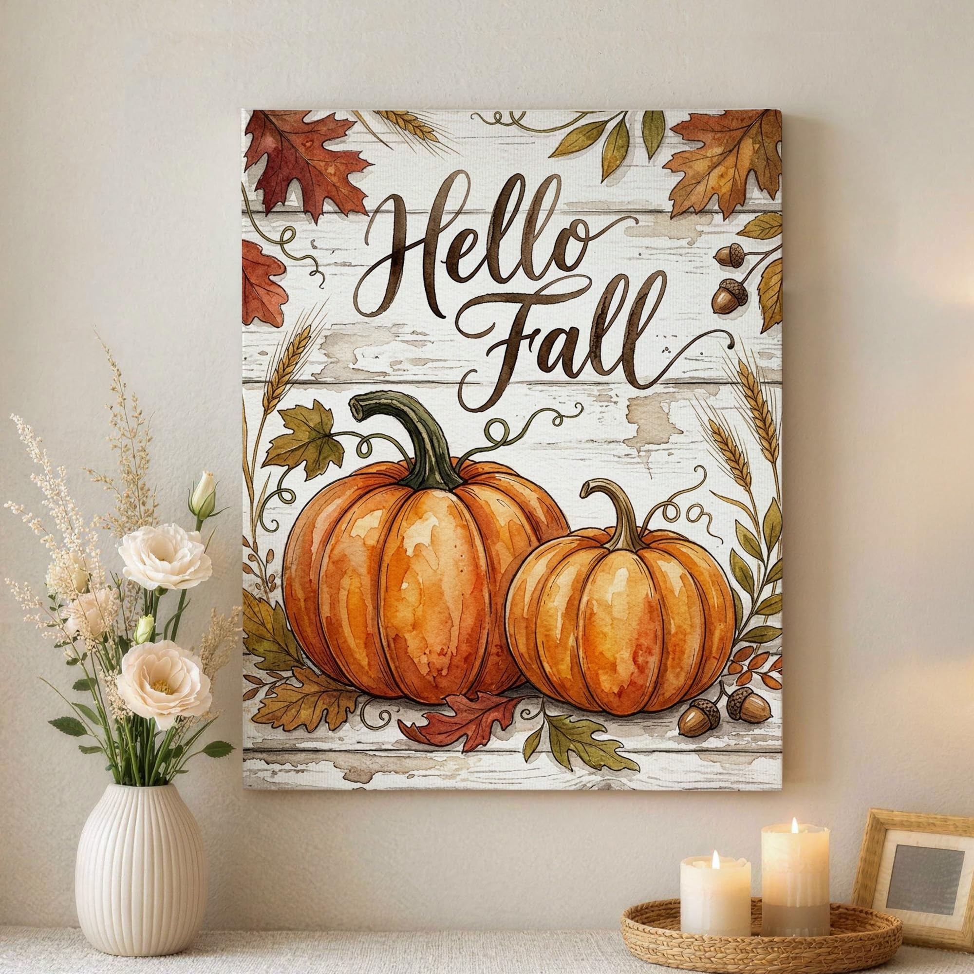 Lienzo de pared con elegante arte de otoño para dormitorio 8