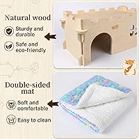 Vista 4 de Casa Castle Chinchilla, Refugio para Animales Pequeños para Chinchilla, Conejillo de Indias, Erizo o Rata, Cabaña de Madera Ventilada para Conejillo