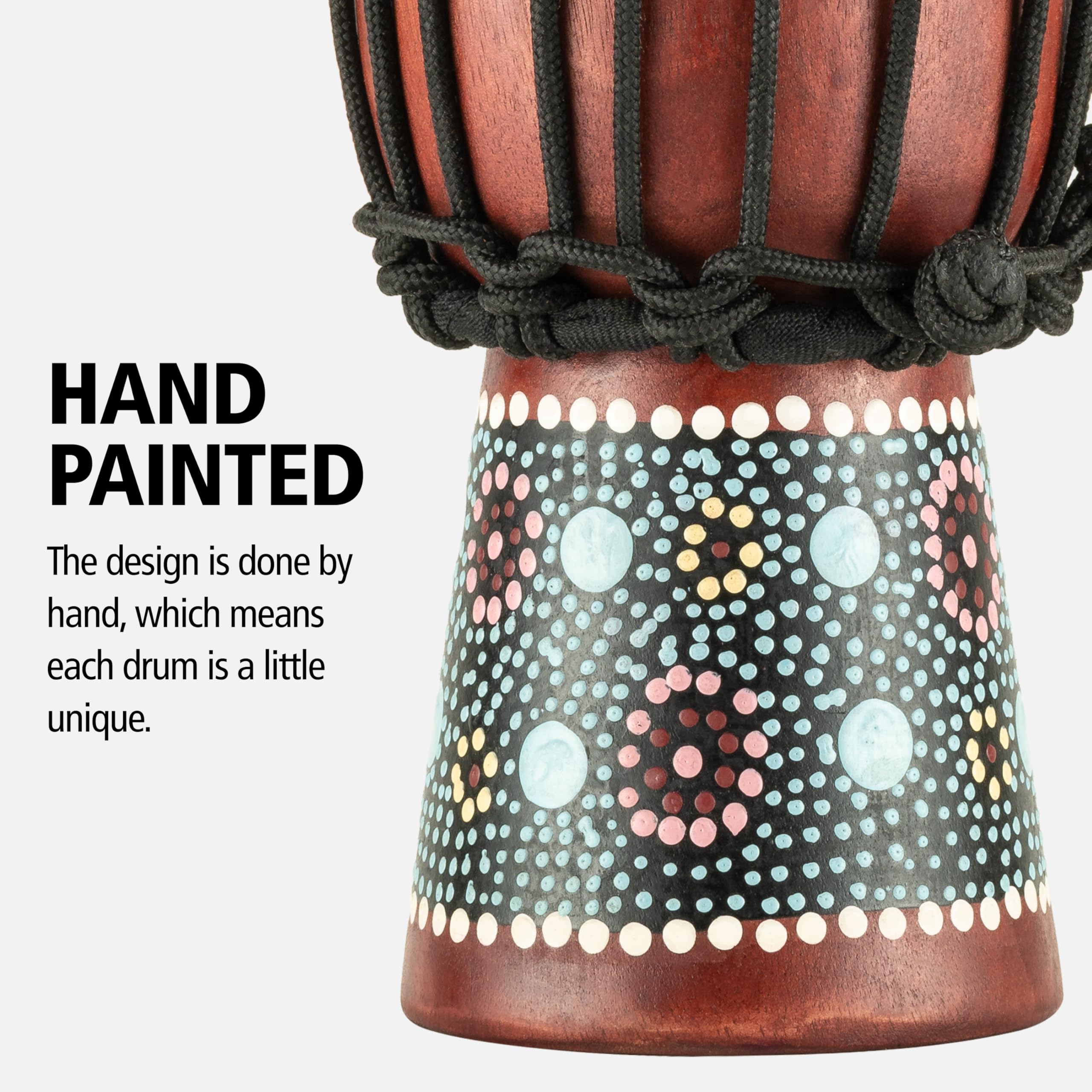 Meinl Percussion HDJ8-XXS Mini drewniana seria Djembe Headliner napięcie sznurka 11,4 cm (4,5 cala) średnica (Mini) Flower Design