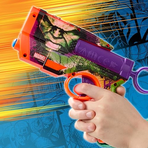 Miniatura 9 de Nerf Marvel Hulk Dart Blaster  4 dardos de espuma Nerf N1  Diseños inspirados en Hulk  Regalos para niños  Juguetes y juegos al aire libre para