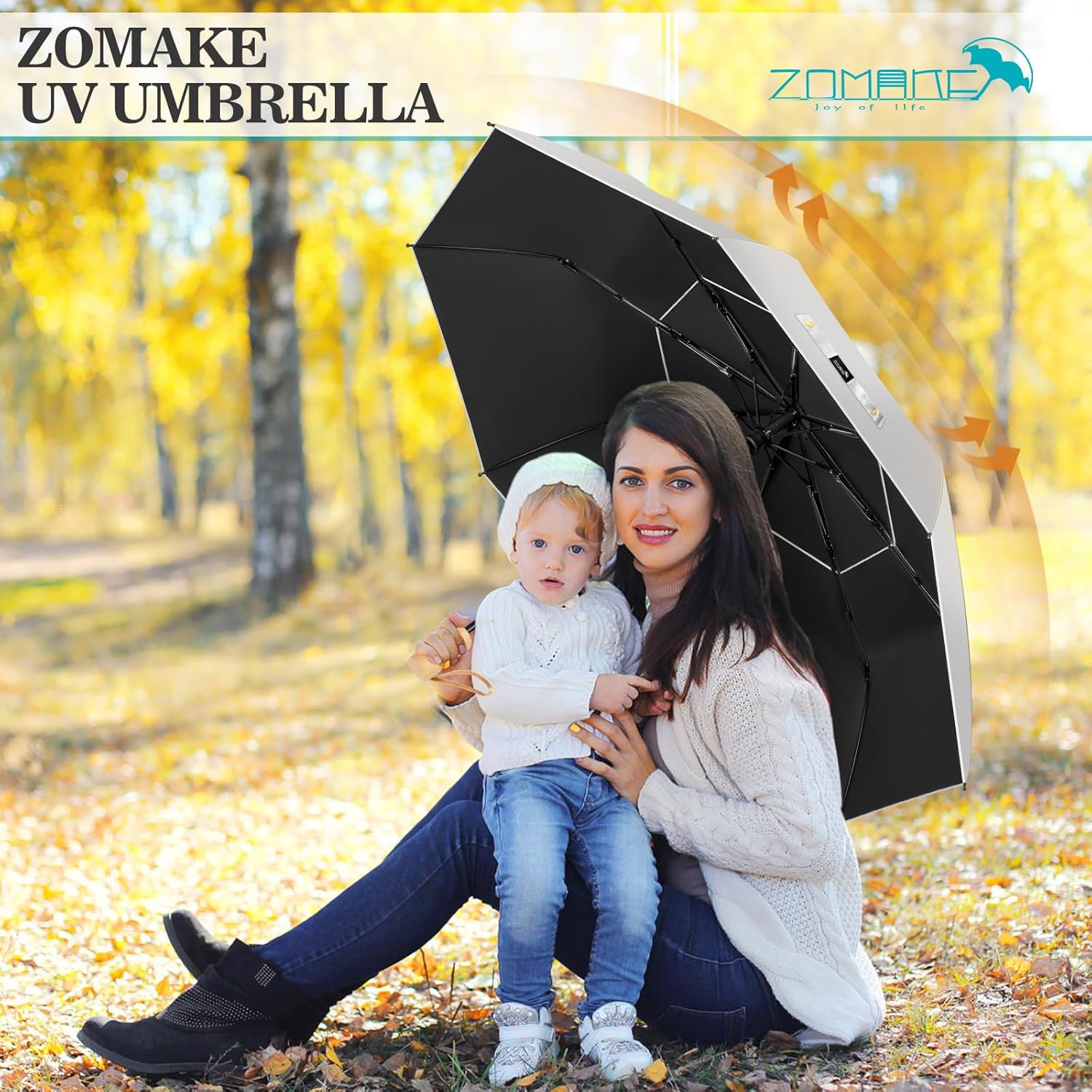 ZOMAKE UV Umbrella for Sun Protection UPF 50+,43 Inch Travel Compact Sun Umbrellas UV Blocking Small Auto Open Portable for Walking - Image 7