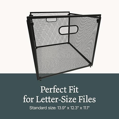 Miniatura 5 de Paquete de 2 cajas colgantes para archivos, organizador apilable de malla con asas, se adapta al tamaño de carta, compatible con Kallax, organizador