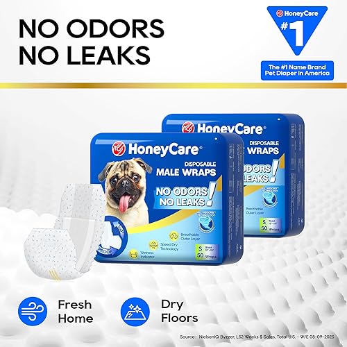 Miniatura 6 de HONEY CARE All-Absorb A26 - Envoltura para perro macho, 50 unidades, pequeña