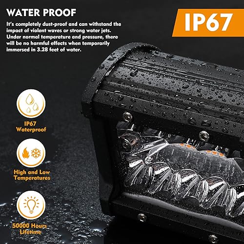 Miniatura 5 de EverBrite 2 cápsulas LED de 4 pulgadas y 60 W, cápsulas de luz todoterreno, estroboscópica ámbar blanco, 6 modos con función de memoria, luces LED