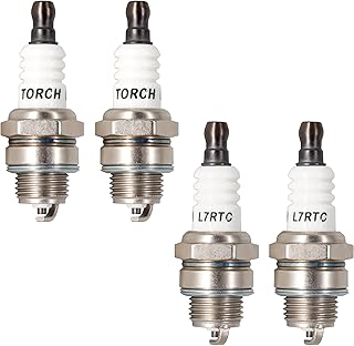 4PK TORCH L7RTC Spark Plug Replace for Champion 859/RCJ7Y 863/RCJ8Y 852/RCJ6Y 853/CJ7Y 848/CJ8Y 858/CJ6Y, for NGK 6703/BPMR7A BPM7A BPMR6A, for BOSCH WSR5F 7547/WSR6F, for DENSO stk 6043 W22MPR-U, OEM
