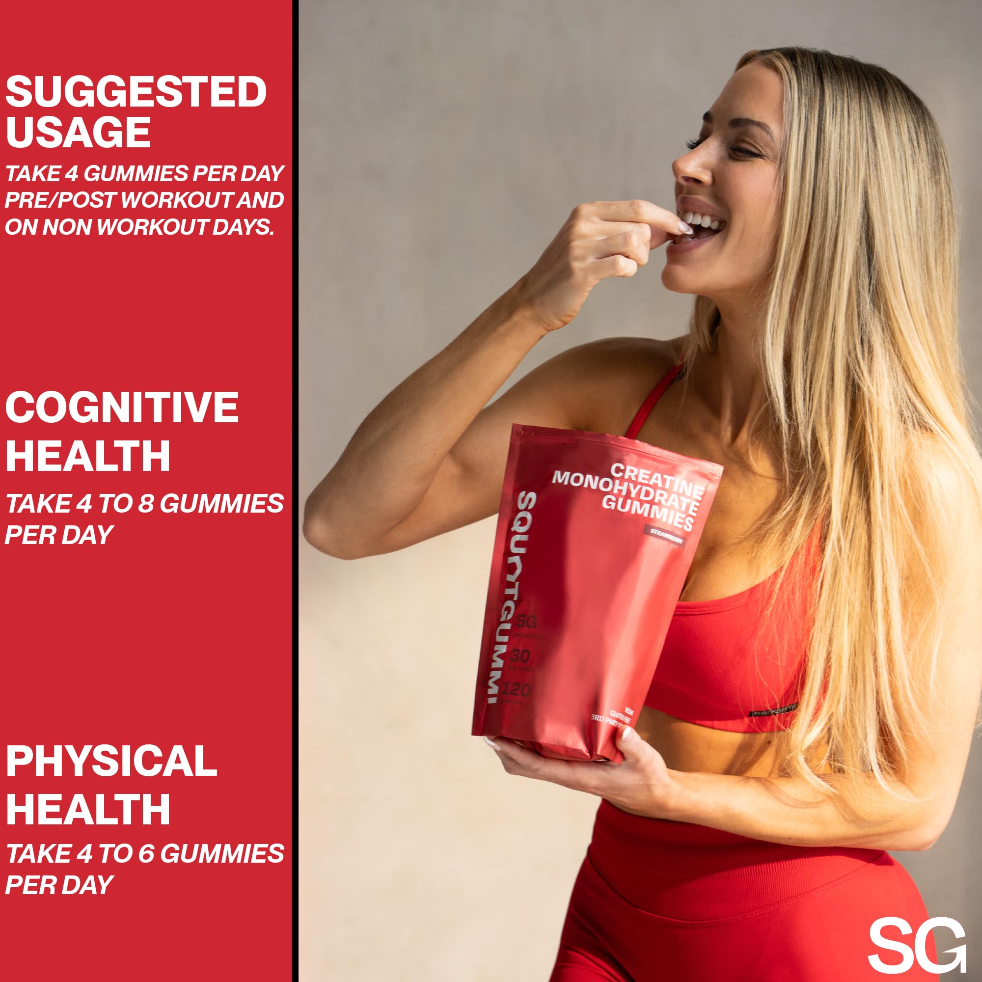 3rd Party Tested Creatine Monohydrate Gummies for Men & Women – Creatine Gummies 5 grams per Serving, Strawberry Flavor, 120 Count, Vegan,Gluten-Free, USA Made, 30 Day Supply–Boost Strength & Recovery