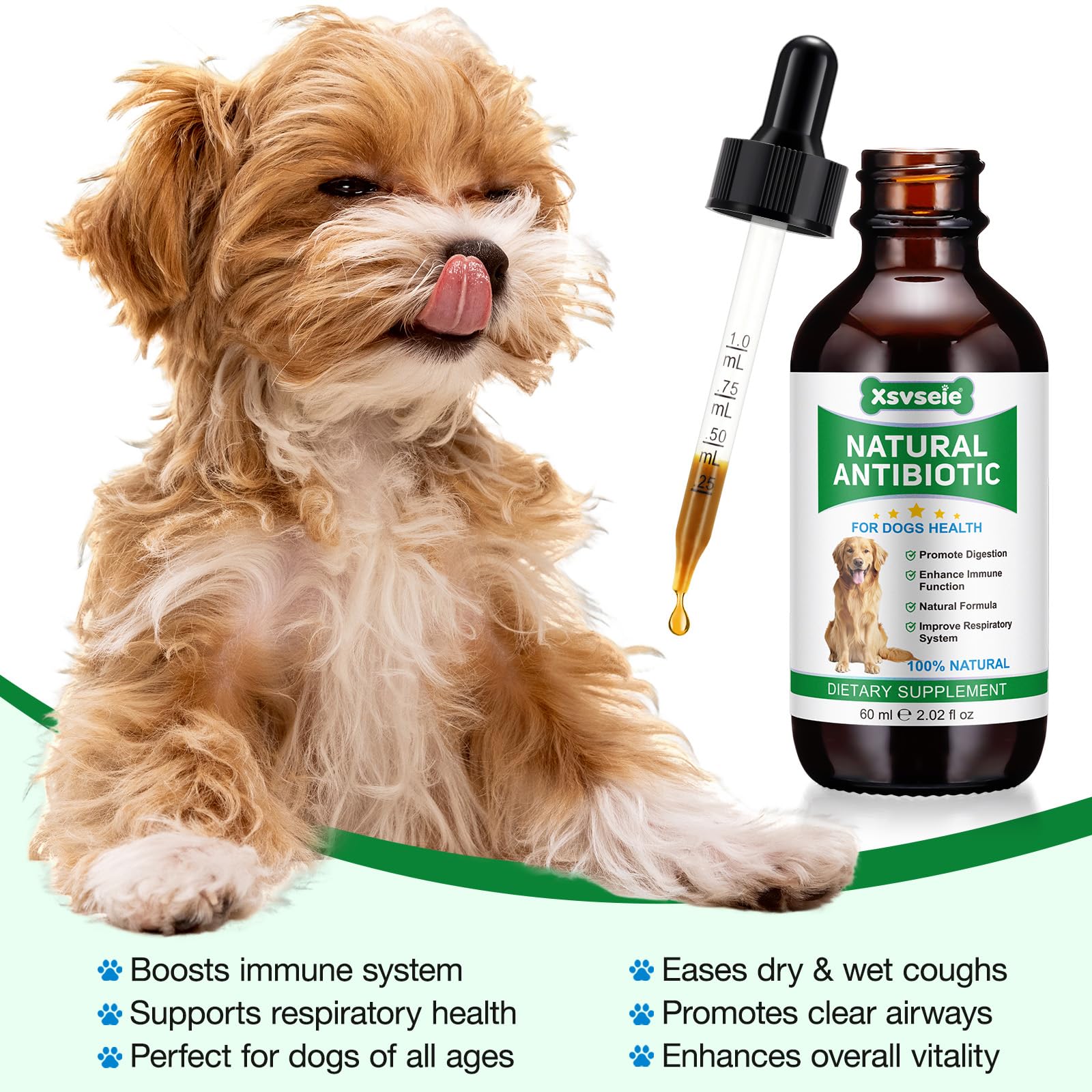 Antibiotics for Dogs 60ml Natural Antibiotics For Dogs Ear Infection Supports Dog Allergy Relief & Itch Relief - Image 3