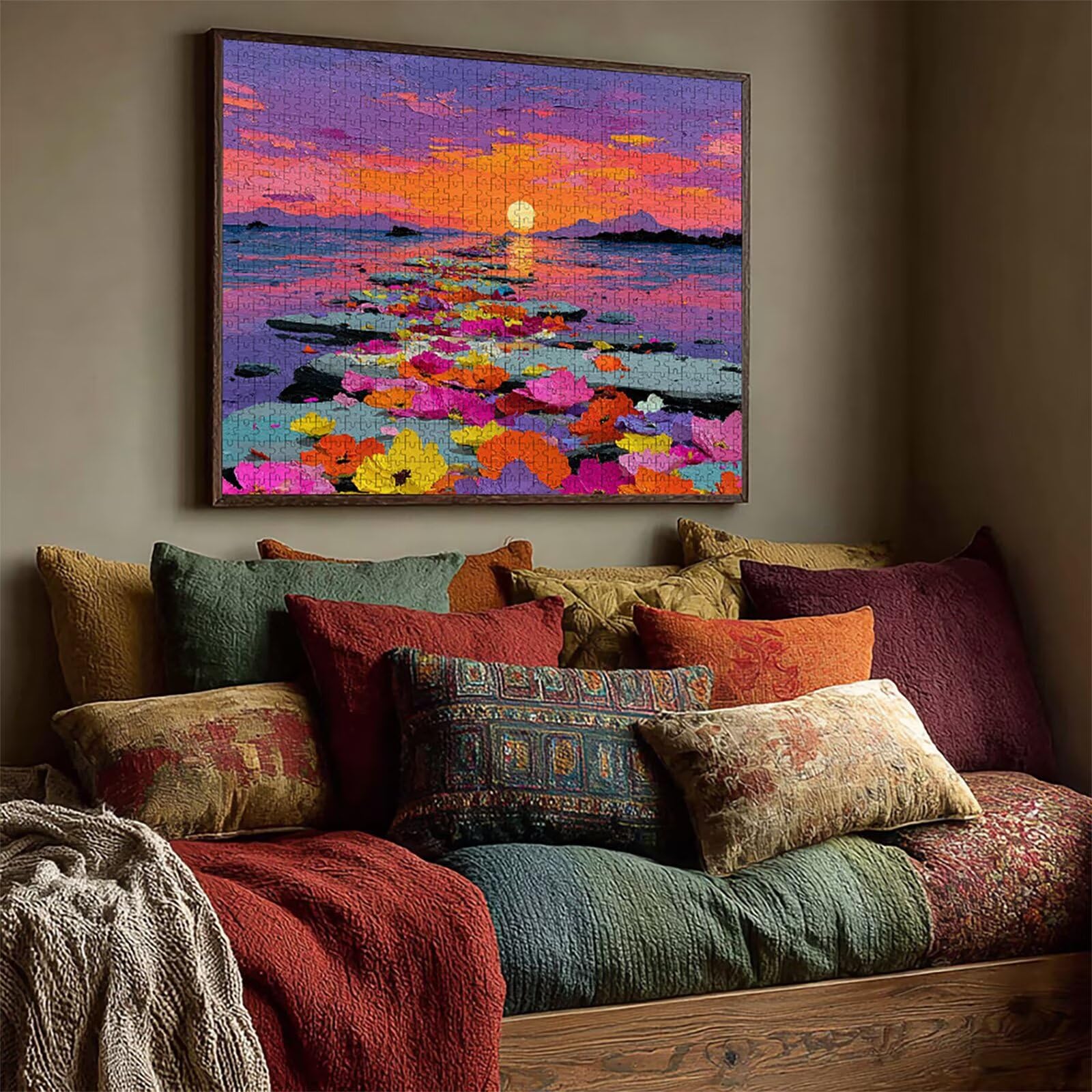 Sunset Puzzle de 2000 Piezas para Adultos, Puzzle Madera con Caja 99x70cm, Rompecabezas Adultos de Alta Dificultad, DIY Juego de Rompecabezas, Pasatiempo Creativo, Decoración de Verano, (Flor) L-7854
