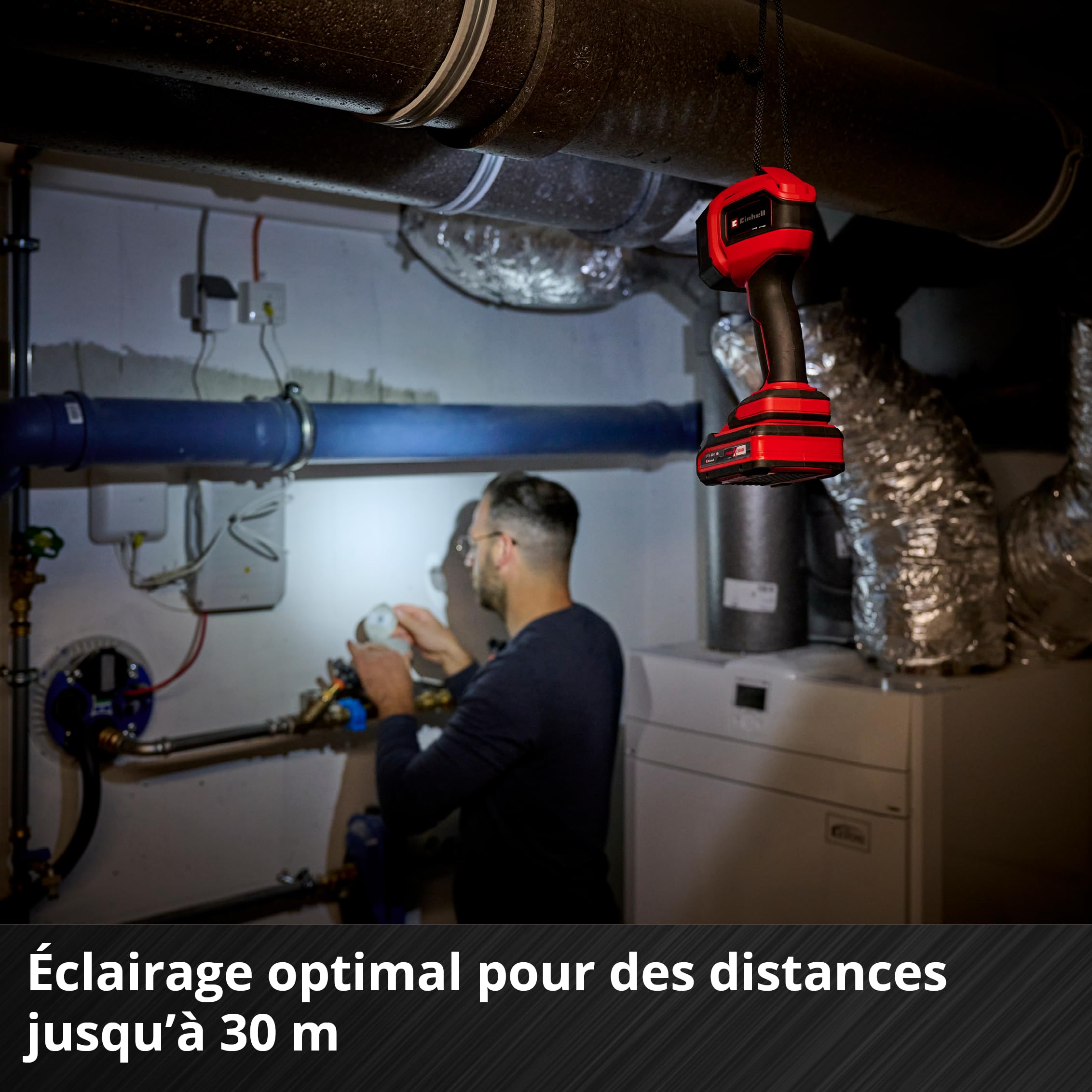 Einhell Lampe sans fil TC-CL 18/350 Li-Solo Power X-Change (18 V, 350 lm, 7 000 K, portée de 30 m, tête lumineuse orientable, LED haute qualité, sans batterie)